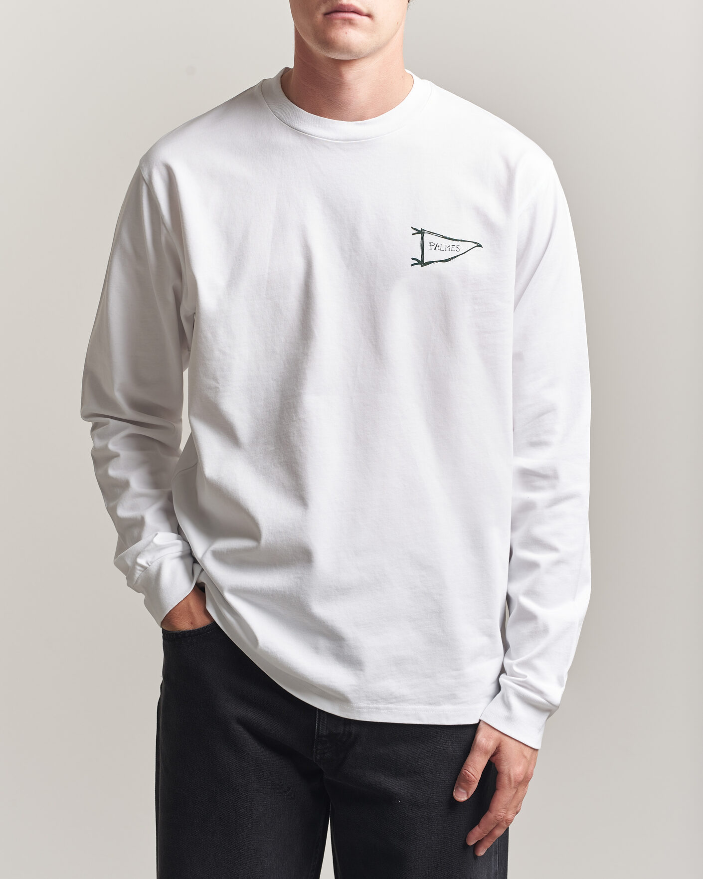 Homme | T-shirts | Palmes | Pennant Long Sleeve T-Shirt White