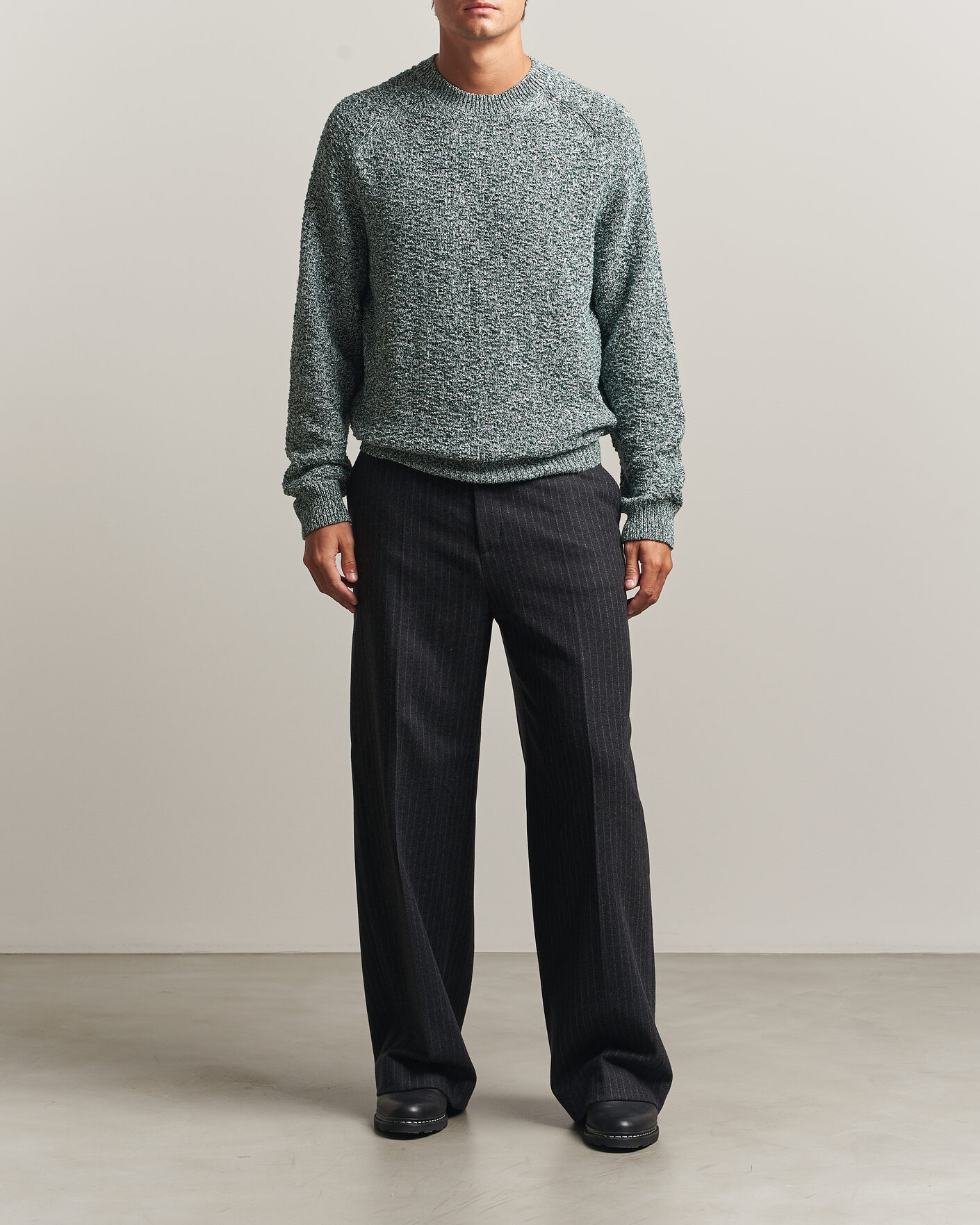 Homme | Pulls Et Tricots | Palmes | Knitted Crew Neck Sweater Green Melange