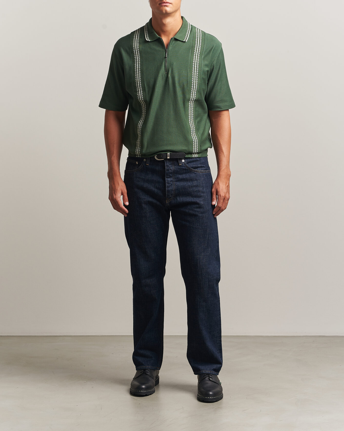 Homme | Polos | Palmes | Panel Zip Polo Green