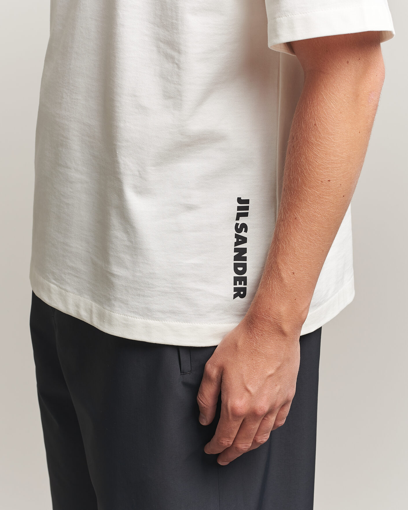 Homme | T-shirts | Jil Sander | Short Sleeve Side Logo T-Shirt Off White