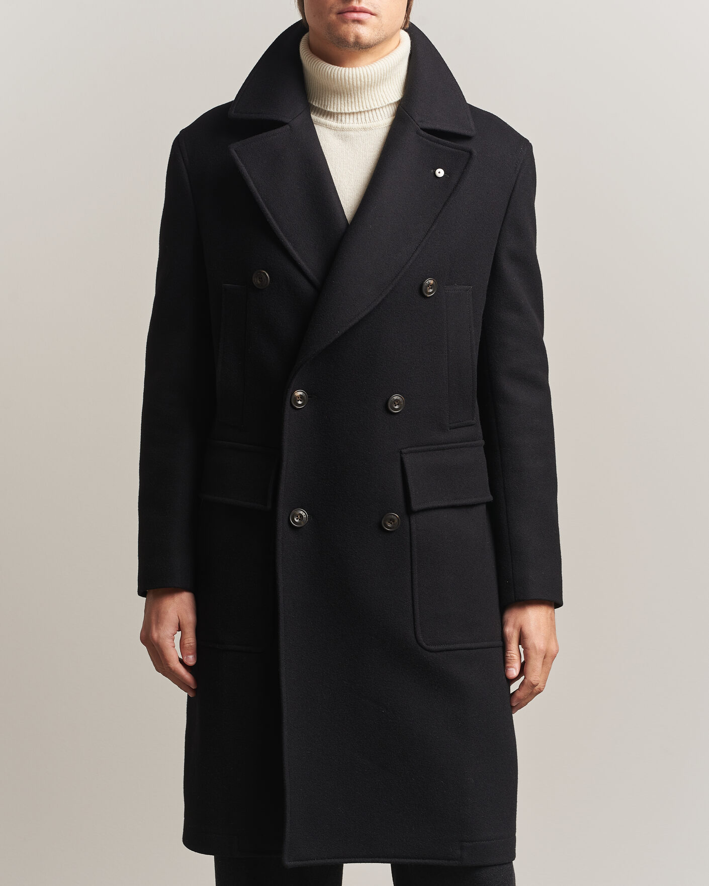 Homme | Manteaux Et Vestes | L.B.M. 1911 | Double Breasted Wool/Cashmere Coat Black