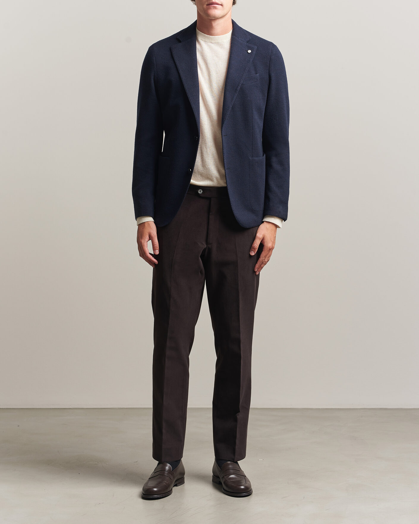 Homme | Blazers | L.B.M. 1911 | Jack Knitted Cashmere Mix Blazer Navy