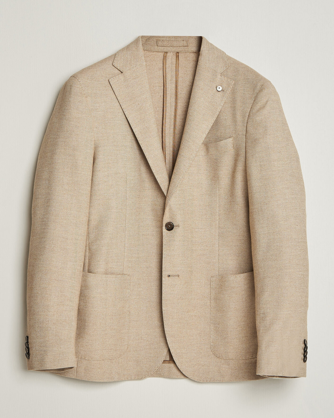 Homme | Blazers | L.B.M. 1911 | Jack Cotton Herringbone Blazer Beige