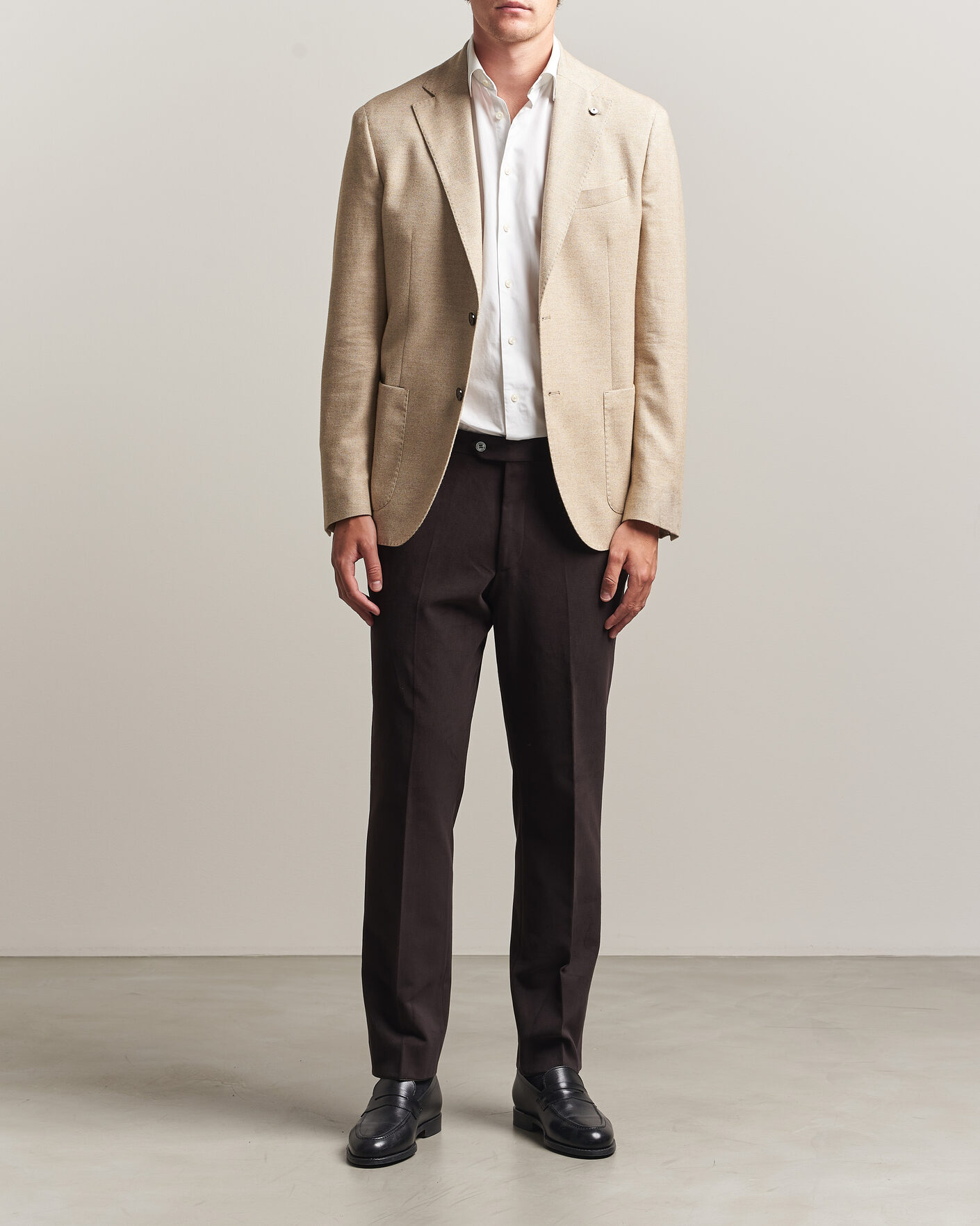 Homme | Blazers | L.B.M. 1911 | Jack Cotton Herringbone Blazer Beige