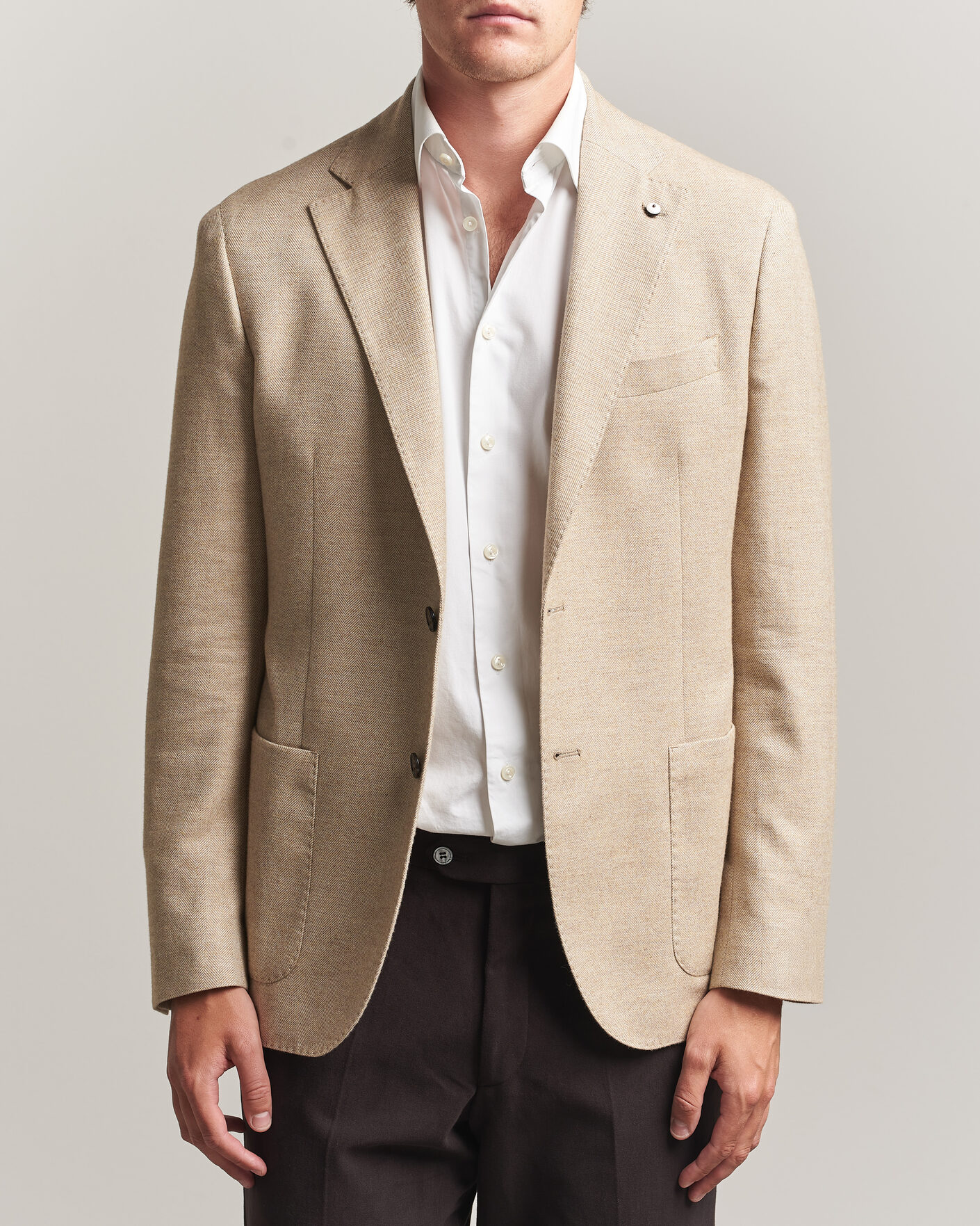 Homme | Blazers | L.B.M. 1911 | Jack Cotton Herringbone Blazer Beige