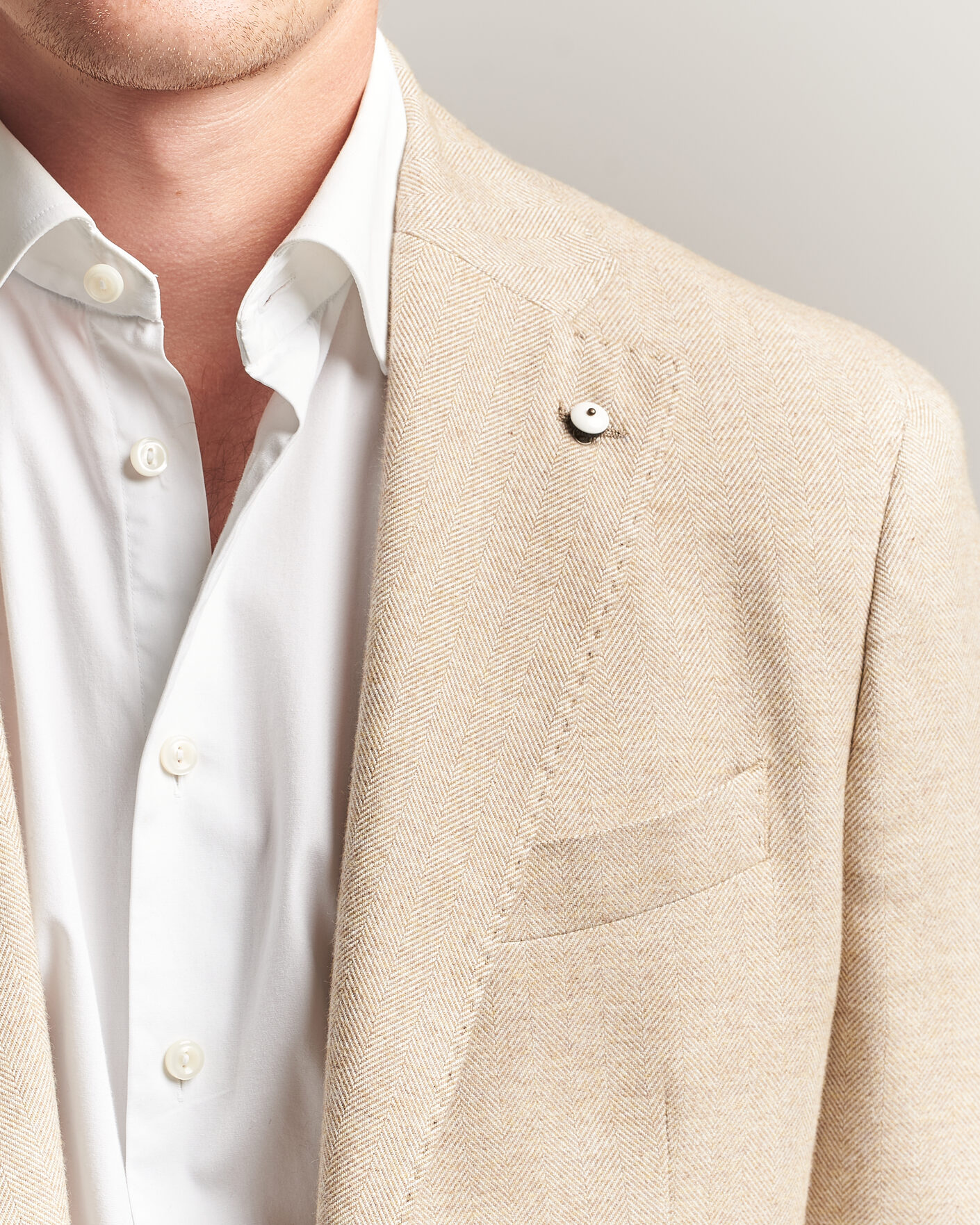 Homme | Blazers | L.B.M. 1911 | Jack Cotton Herringbone Blazer Beige