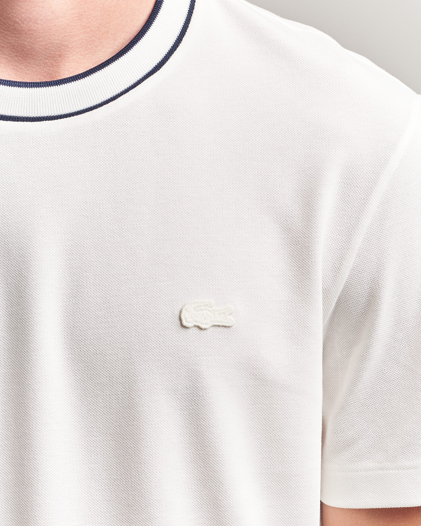 Homme | T-shirts | Lacoste | Contrast Rib Piqué T-Shirt Flour