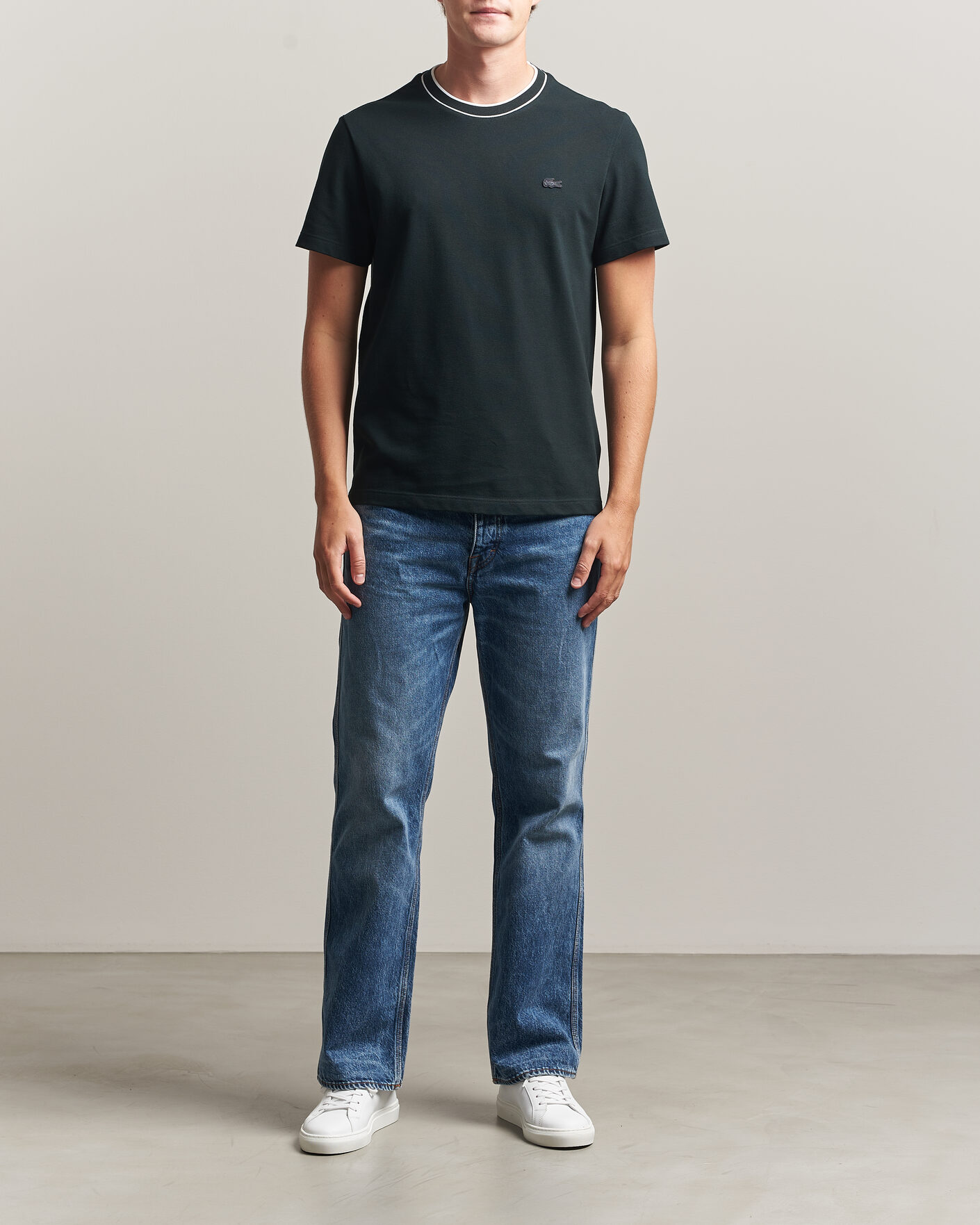 Homme | T-shirts | Lacoste | Contrast Rib Piqué T-Shirt Dark Varech