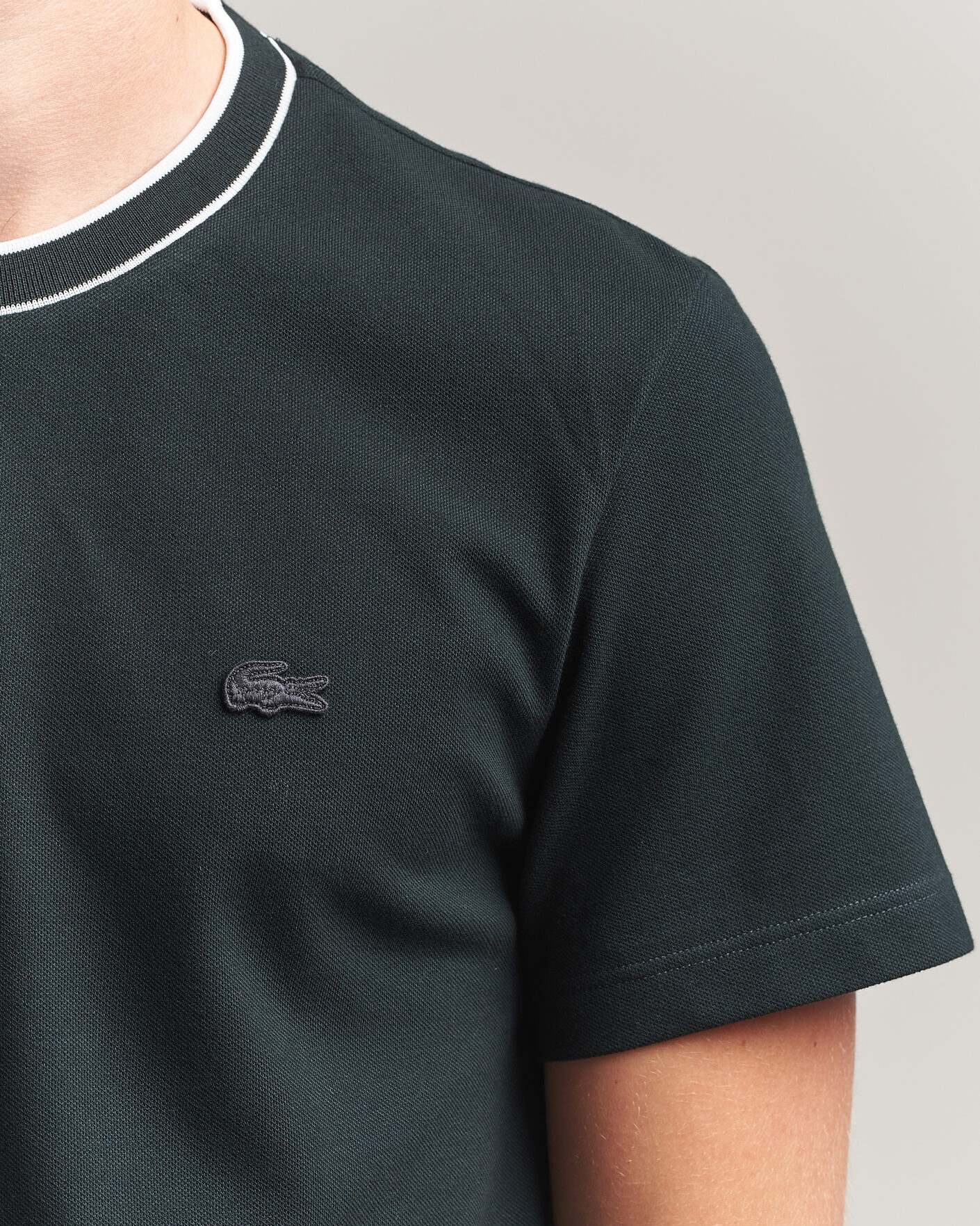Homme | T-shirts | Lacoste | Contrast Rib Piqué T-Shirt Dark Varech