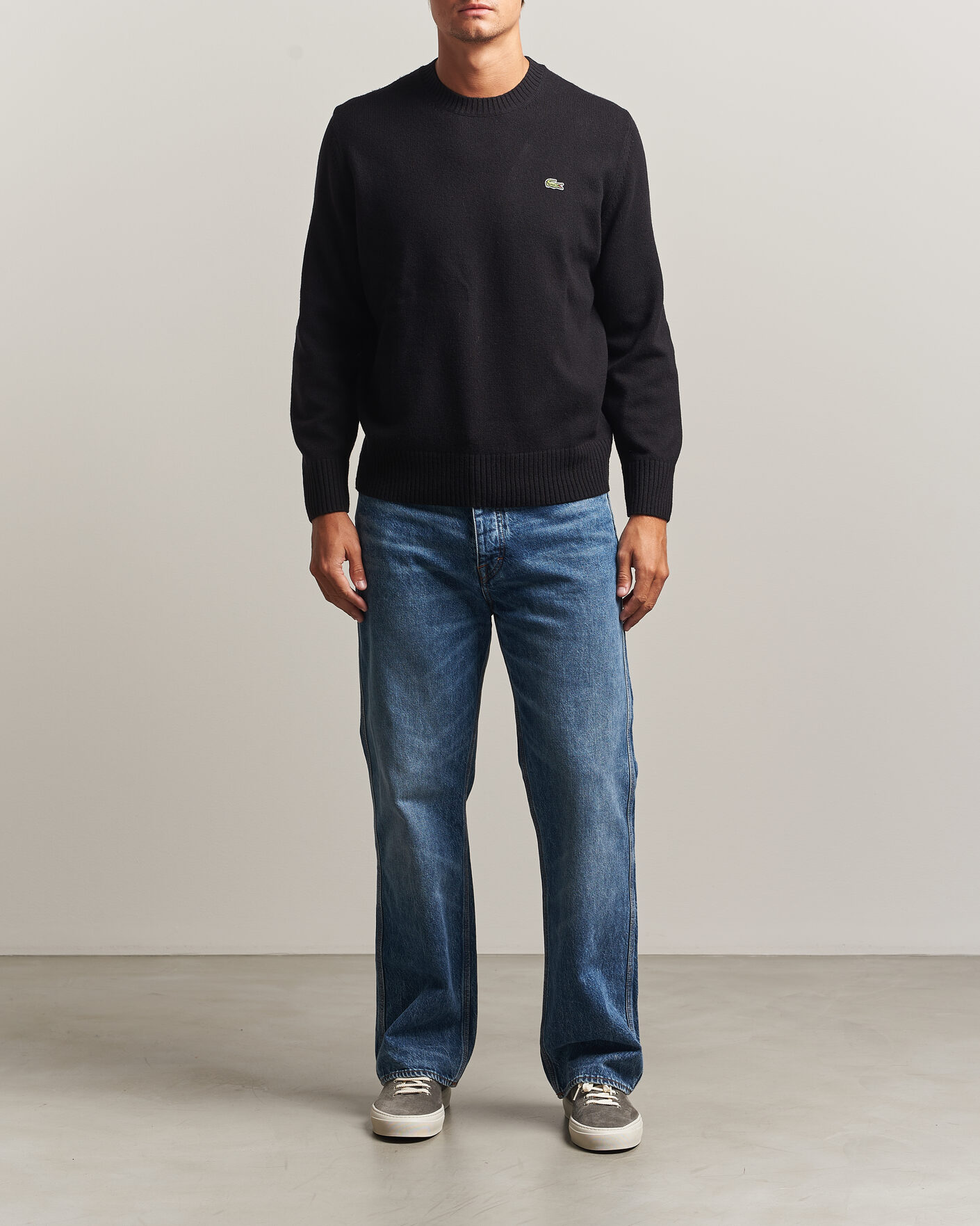 Homme | Pulls Et Tricots | Lacoste | Carded Wool Crew Neck Black