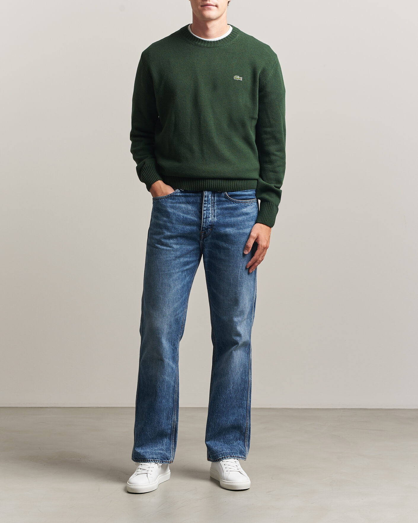 Homme | Pulls Et Tricots | Lacoste | Carded Wool Crew Neck Sinople