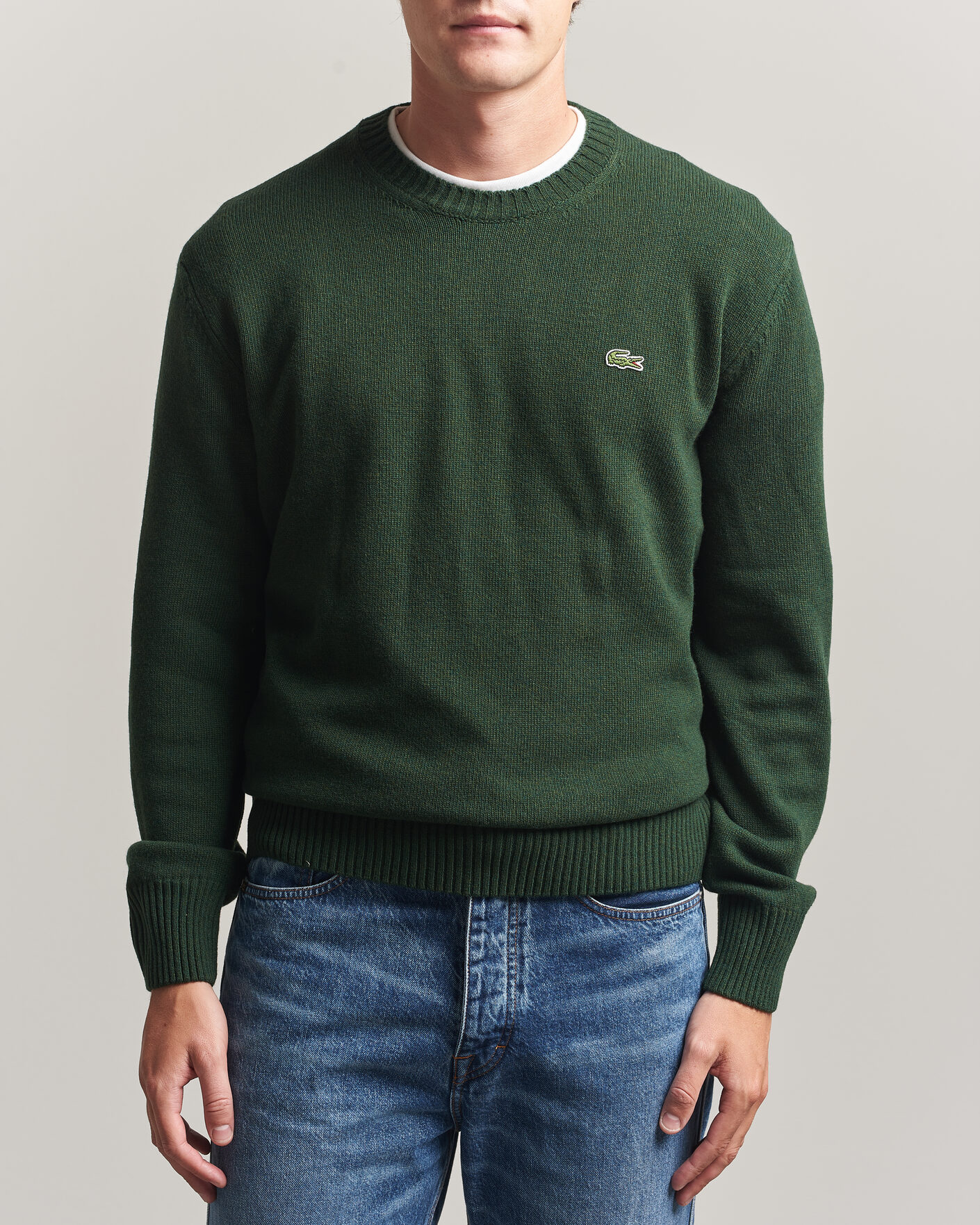 Homme | Pulls Et Tricots | Lacoste | Carded Wool Crew Neck Sinople