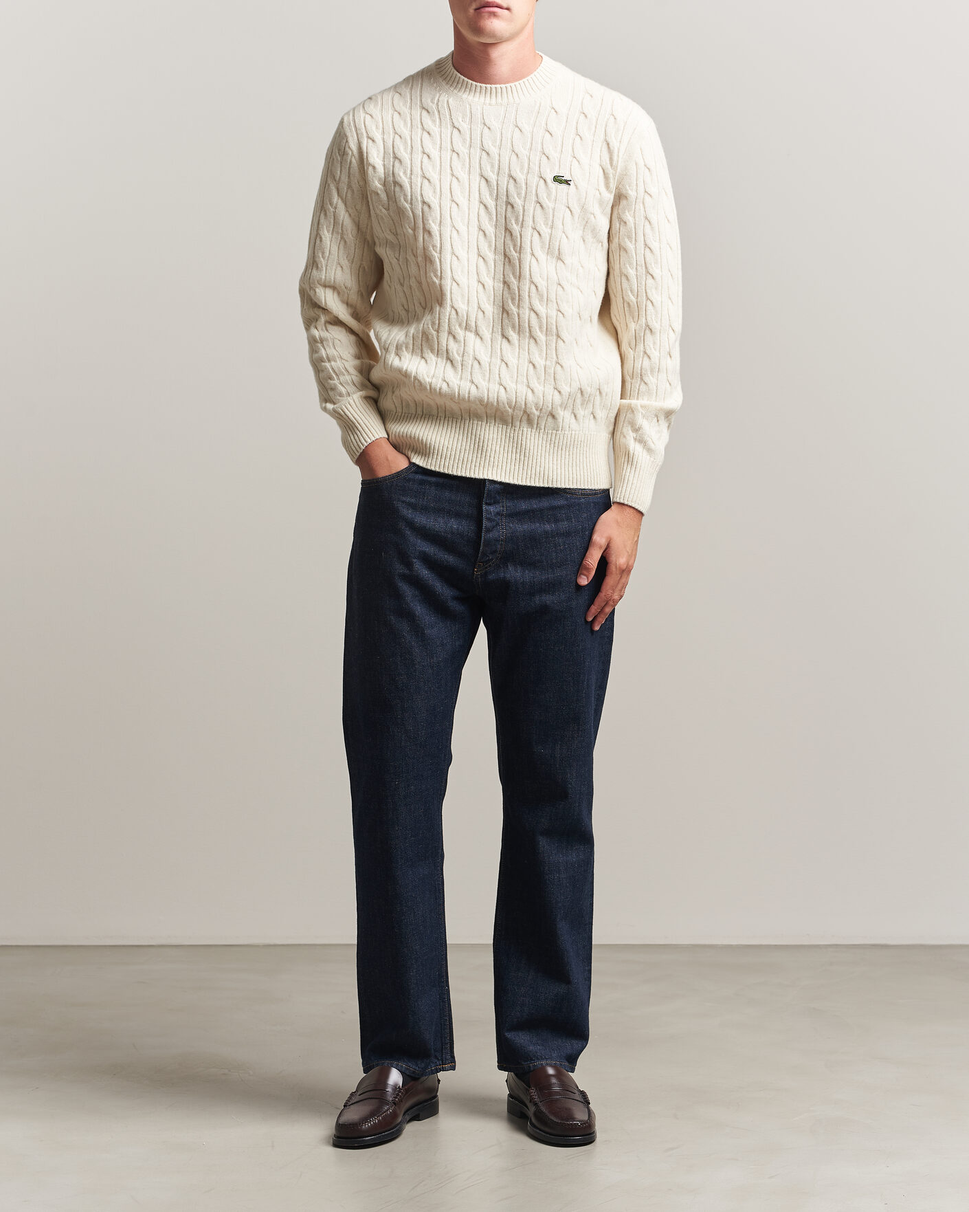 Homme | Pulls Et Tricots | Lacoste | Carded Wool Cable Crew Neck Lapland