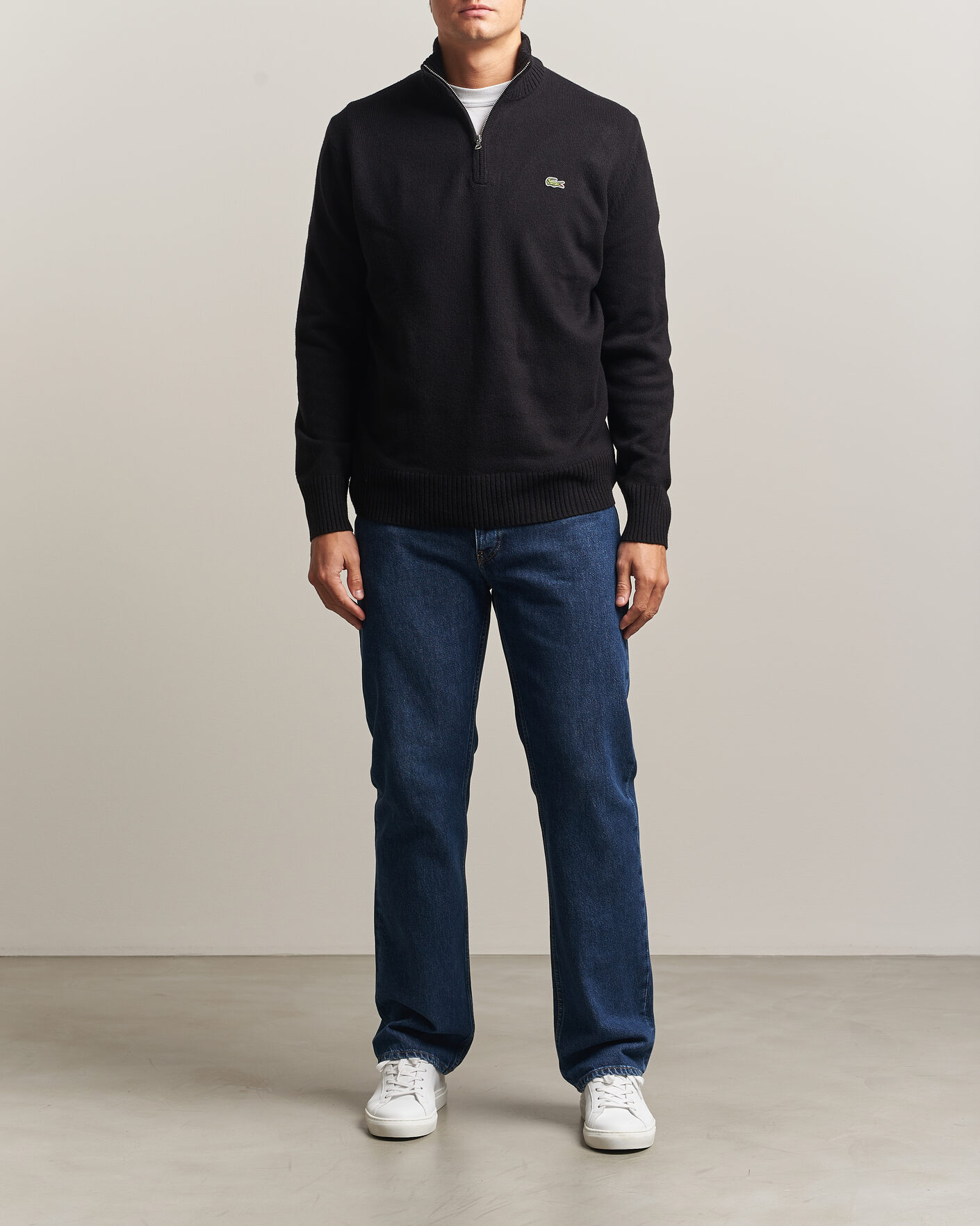 Homme | Pulls Et Tricots | Lacoste | Carded Wool Half Zip Black