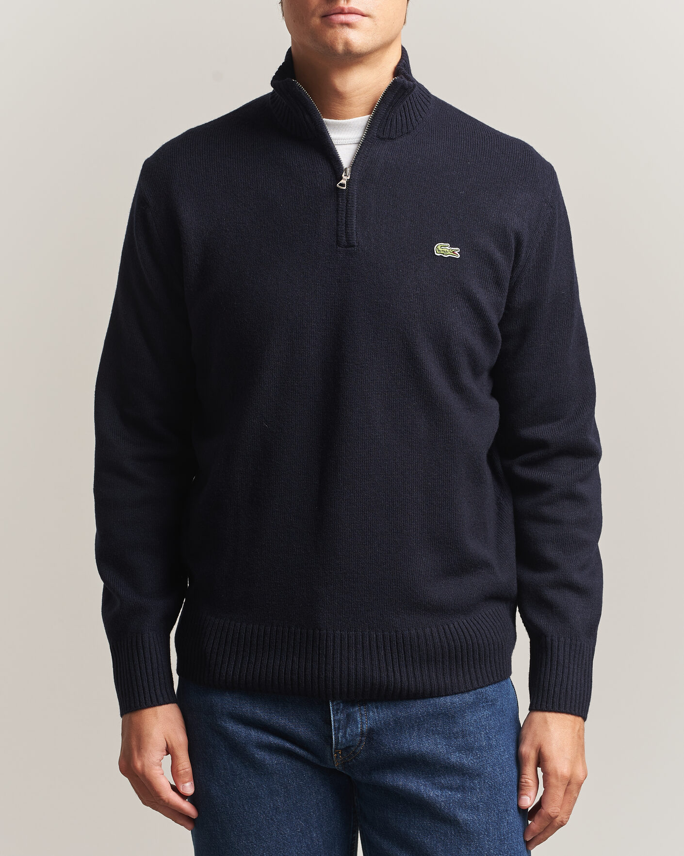Homme | Pulls Et Tricots | Lacoste | Carded Wool Half Zip Navy Blue