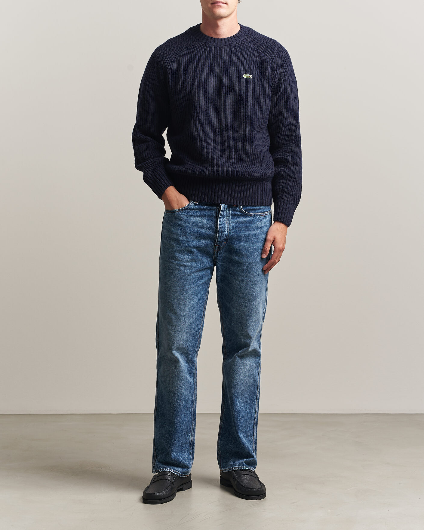 Homme | Pulls Et Tricots | Lacoste | Heavy Wool Knitted Sweater Navy Blue