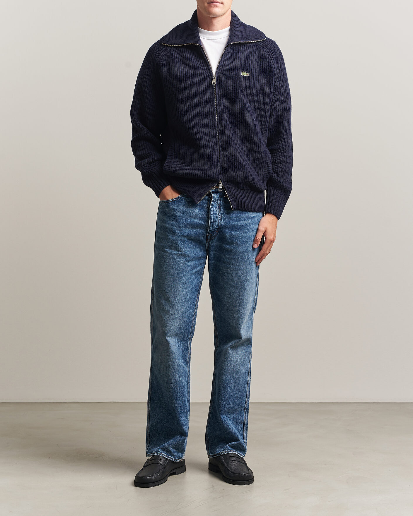 Homme | Pulls Et Tricots | Lacoste | Heavy Wool Knitted Full Zip Navy Blue