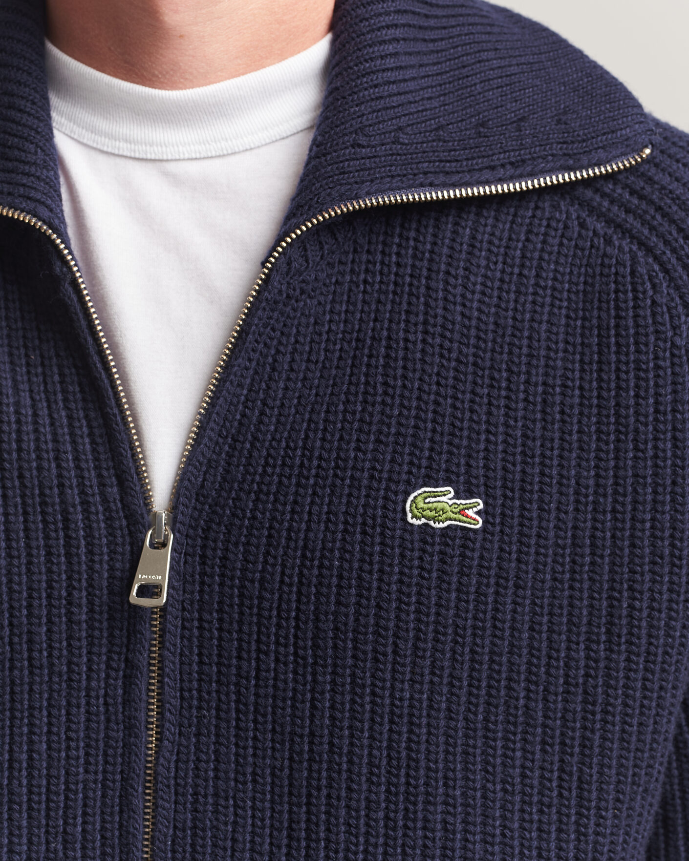 Homme | Pulls Et Tricots | Lacoste | Heavy Wool Knitted Full Zip Navy Blue