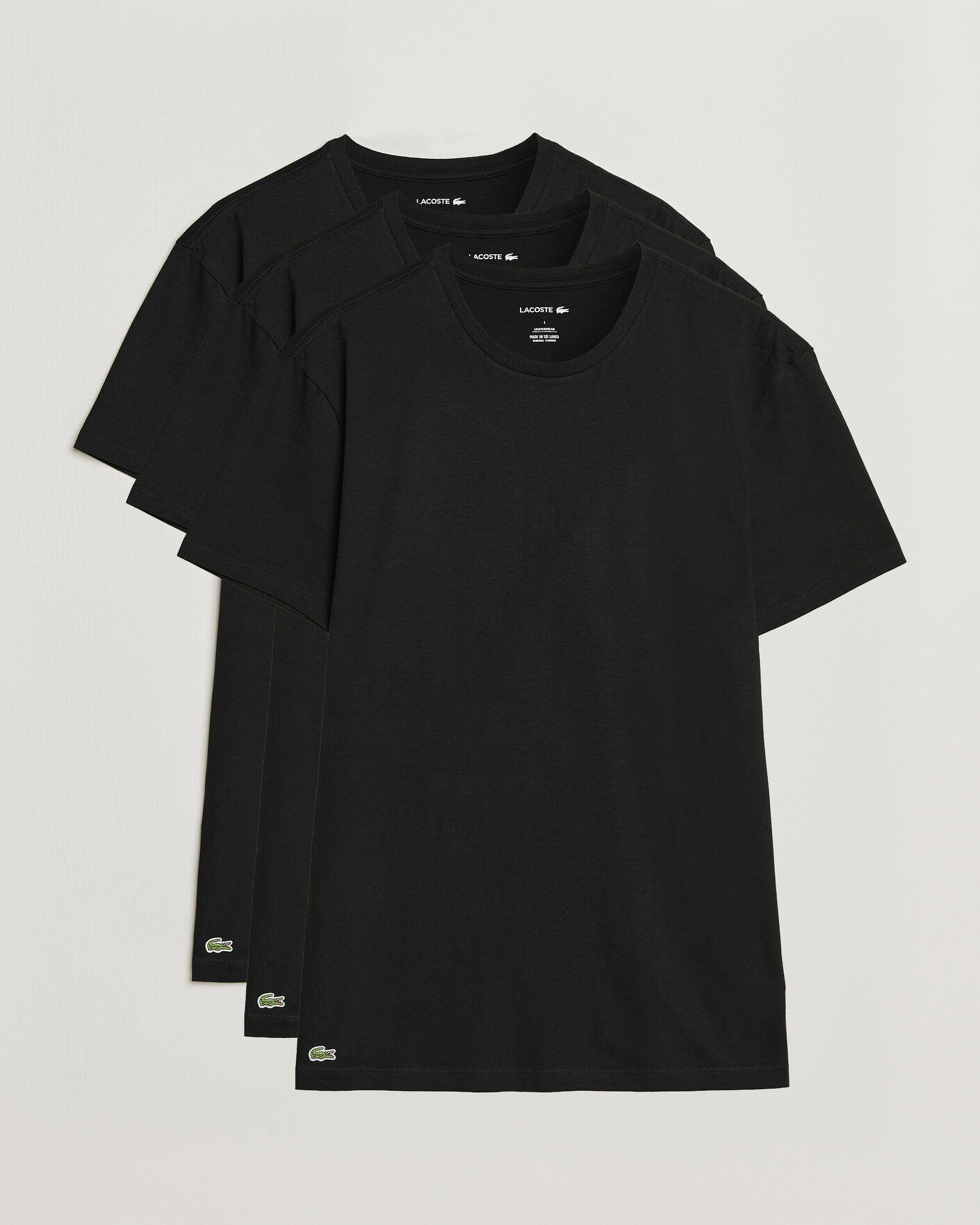 Homme | T-shirts | Lacoste | 3-Pack Crew Neck T-Shirt Black