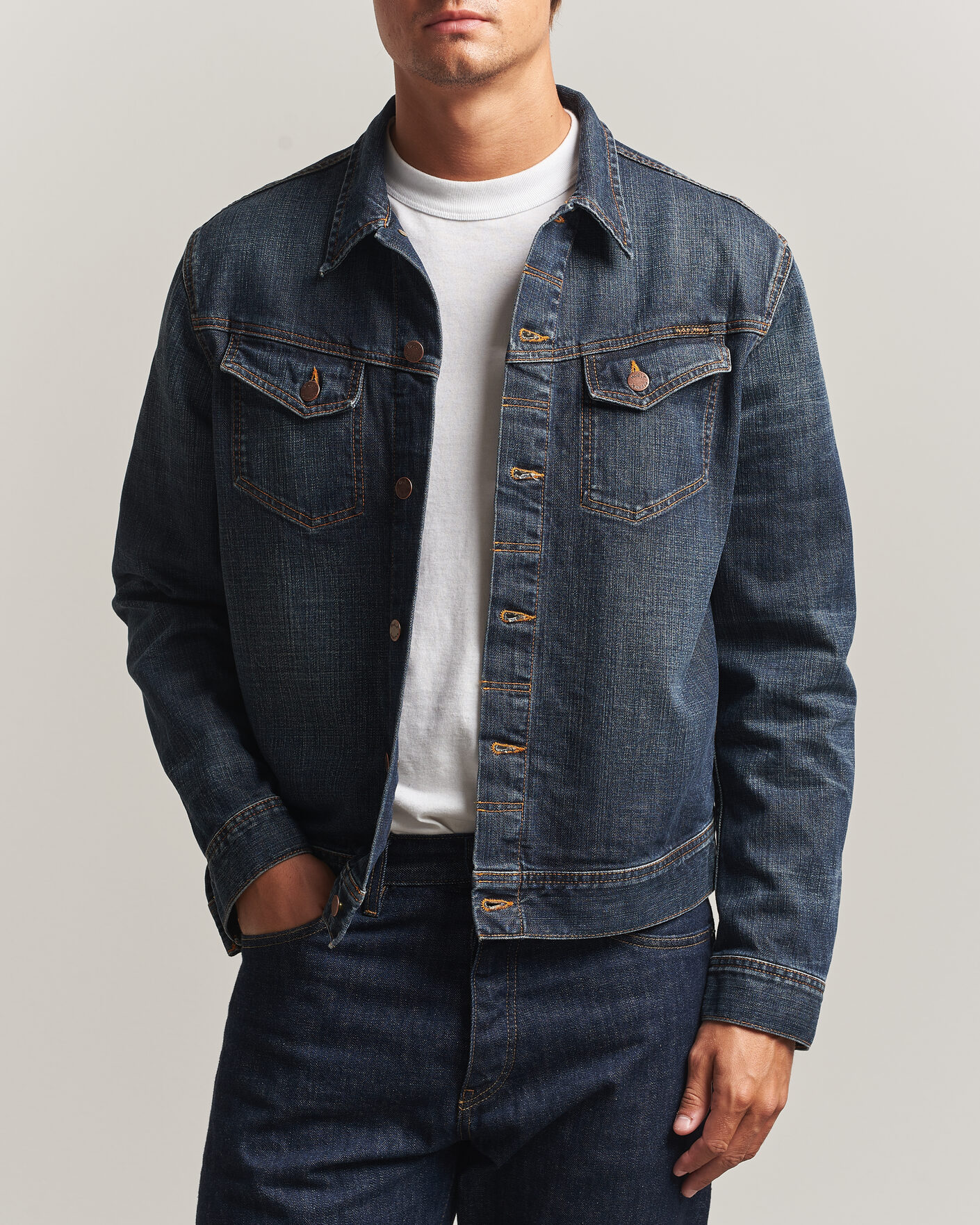 Homme | Manteaux Et Vestes | Nudie Jeans | Conny Denim Jacket Big Wave Blue