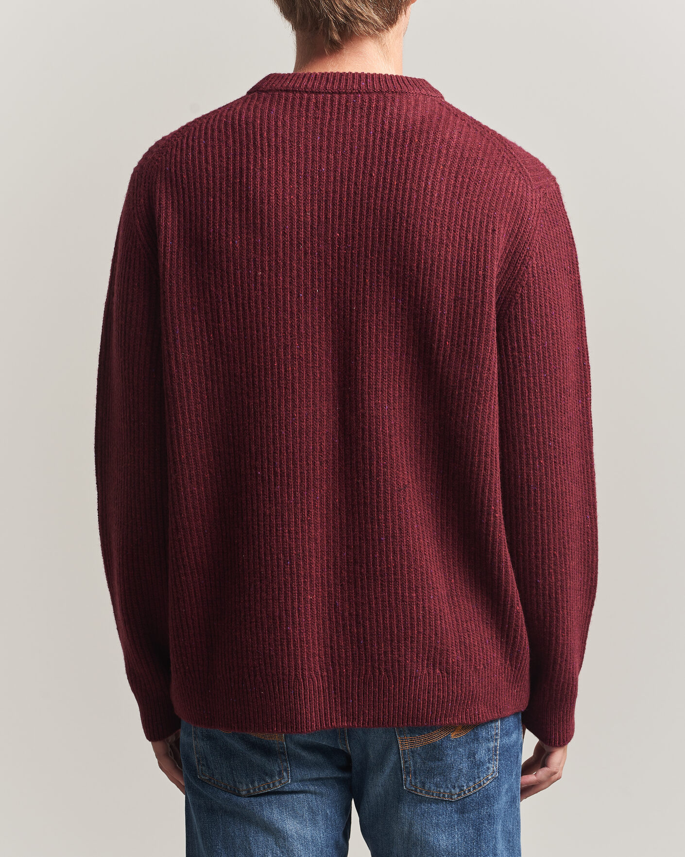 Homme | Pulls Et Tricots | Nudie Jeans | August Wool Rib Knitted Sweater Burgundy