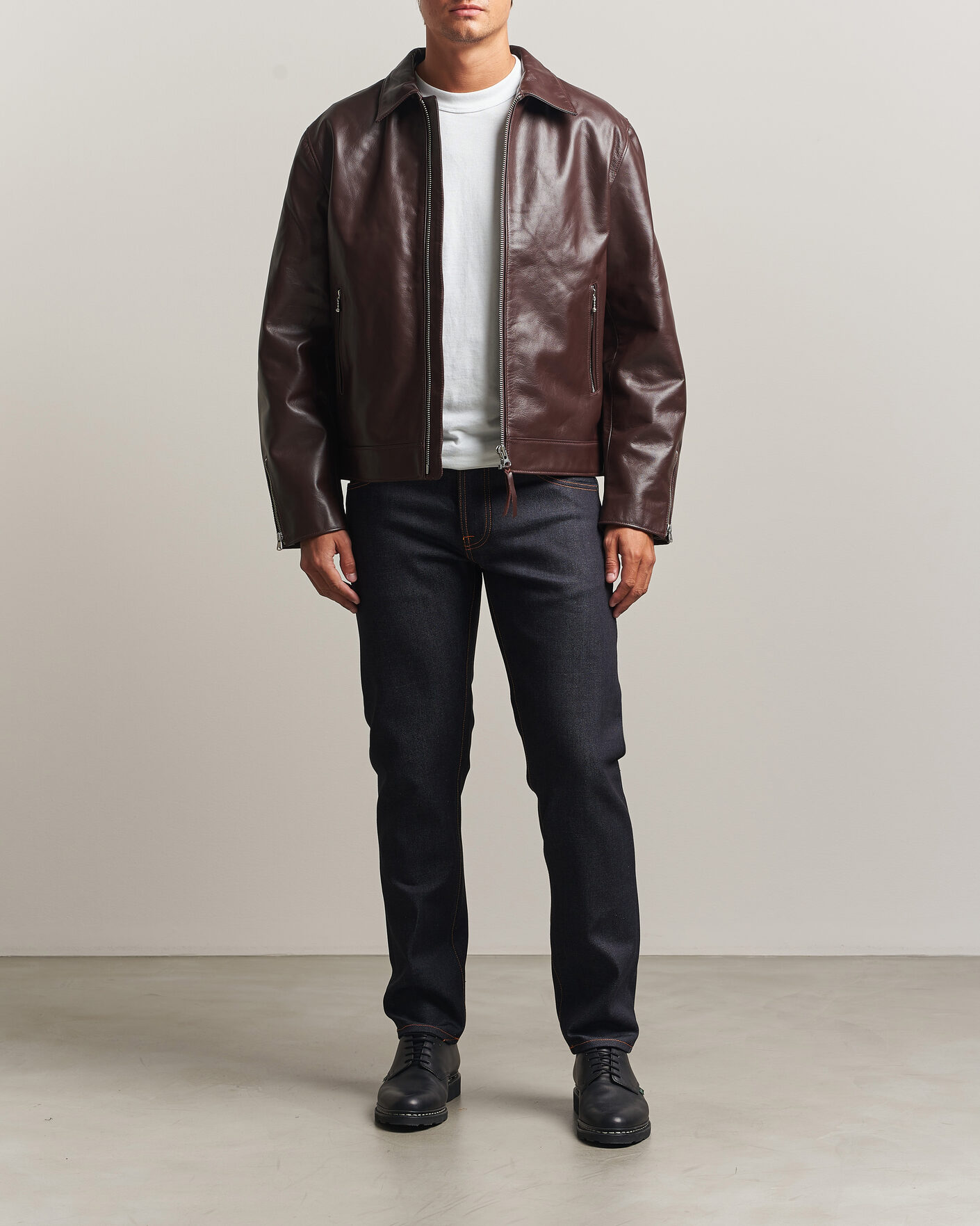 Homme | Manteaux Et Vestes | Nudie Jeans | Eddy Rider Leather Jacket Burgundy Brown