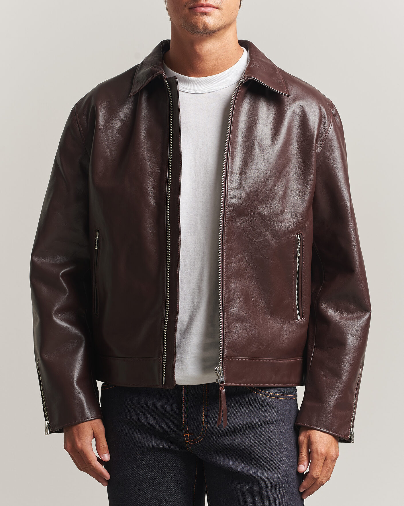 Homme | Manteaux Et Vestes | Nudie Jeans | Eddy Rider Leather Jacket Burgundy Brown