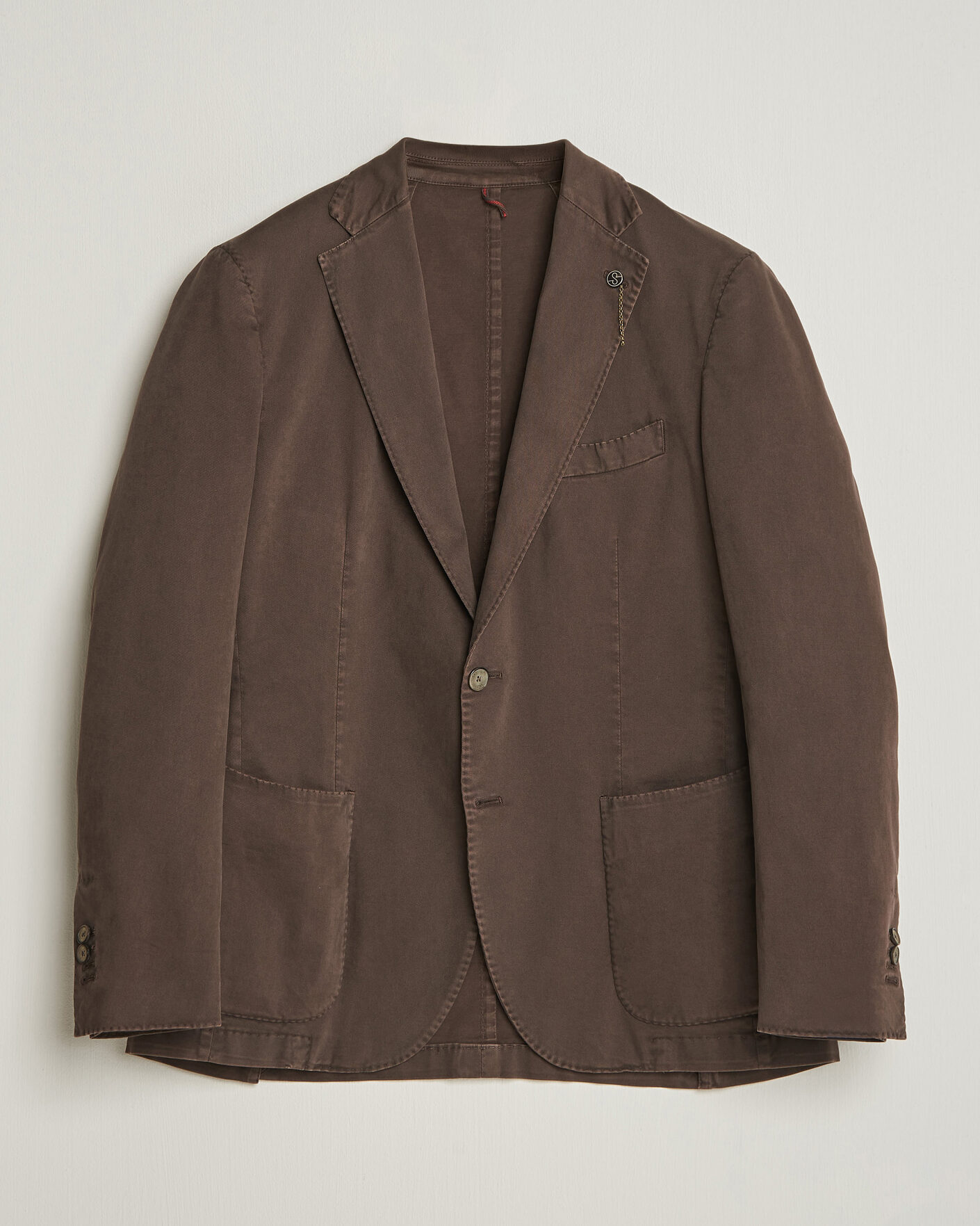 Homme | Blazers | Santaniello | Washed Cotton Patch Pocket Blazer Brown