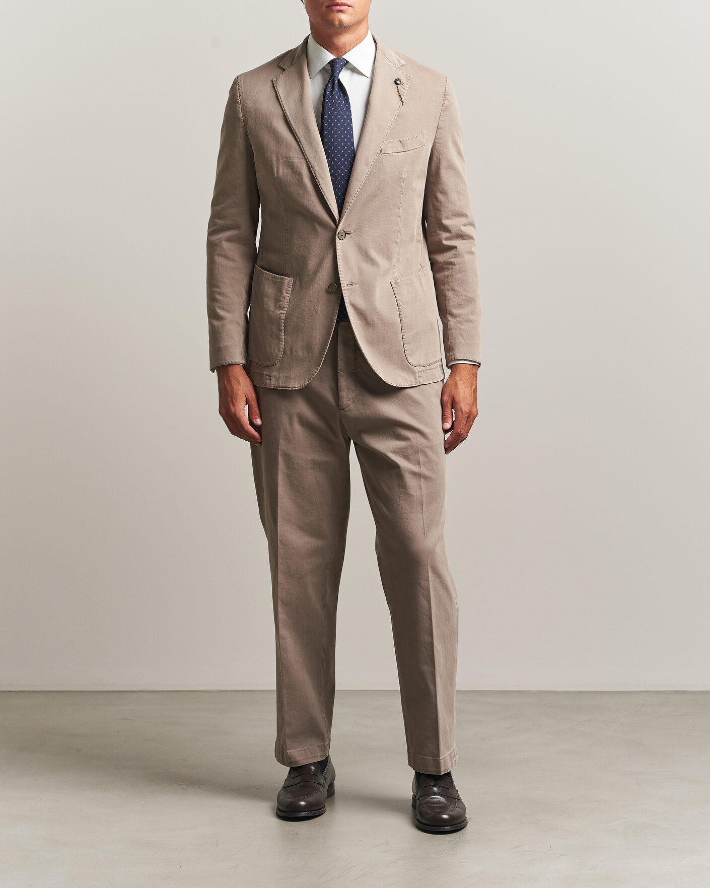 Homme | Blazers | Santaniello | Washed Cotton Patch Pocket Blazer Taupe