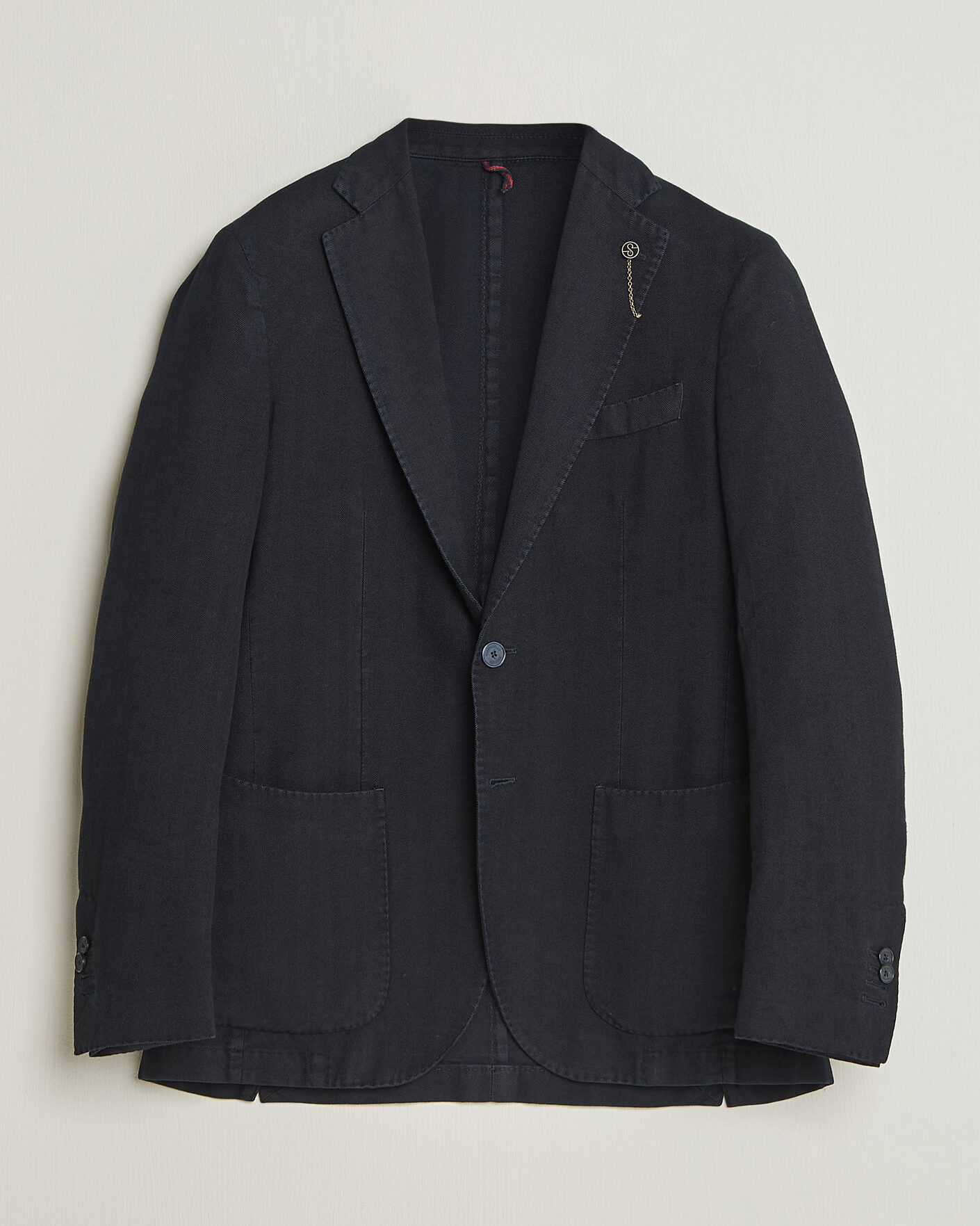 Homme | Blazers | Santaniello | Soft Touch Cotton Herringbone Blazer Navy
