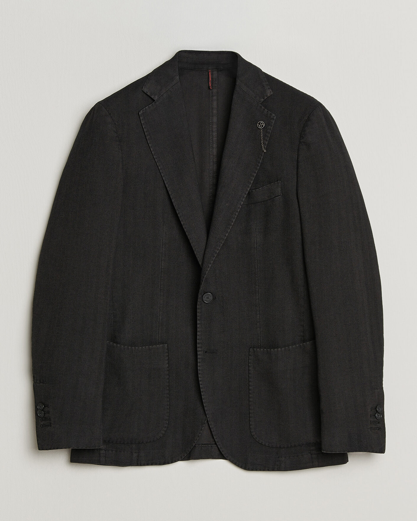 Homme | Blazers | Santaniello | Soft Touch Cotton Herringbone Blazer Black