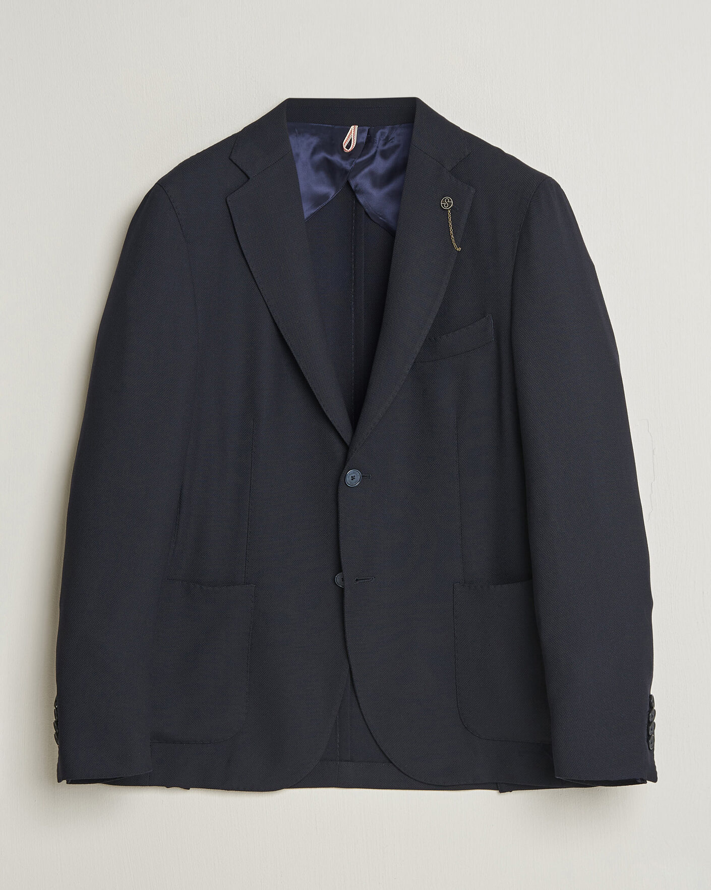 Homme | Blazers | Santaniello | Wool Mini Hopsack Blazer Navy