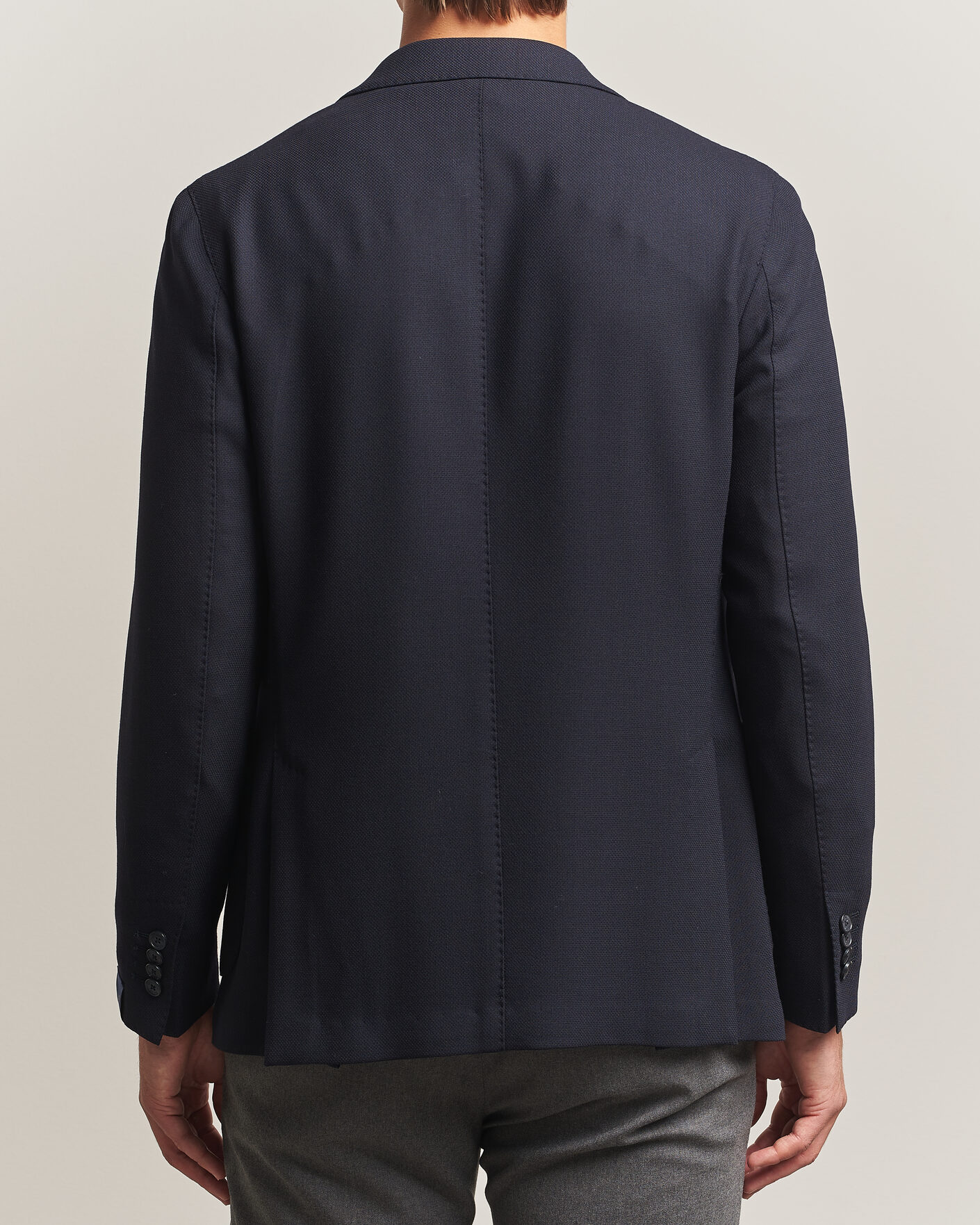 Homme | Blazers | Santaniello | Wool Mini Hopsack Blazer Navy