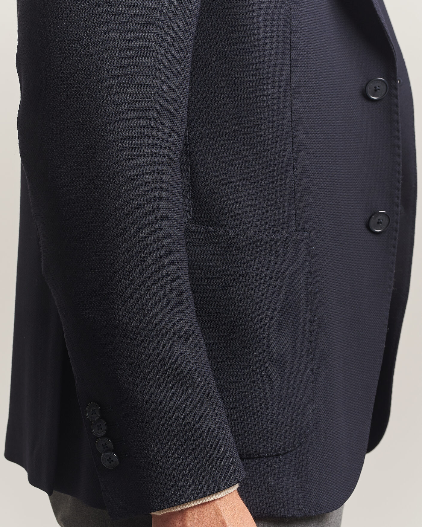 Homme | Blazers | Santaniello | Wool Mini Hopsack Blazer Navy
