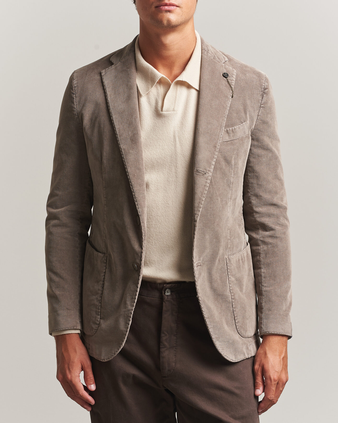 Homme | Blazers | Santaniello | Corduroy Patch Pocket Blazer Taupe
