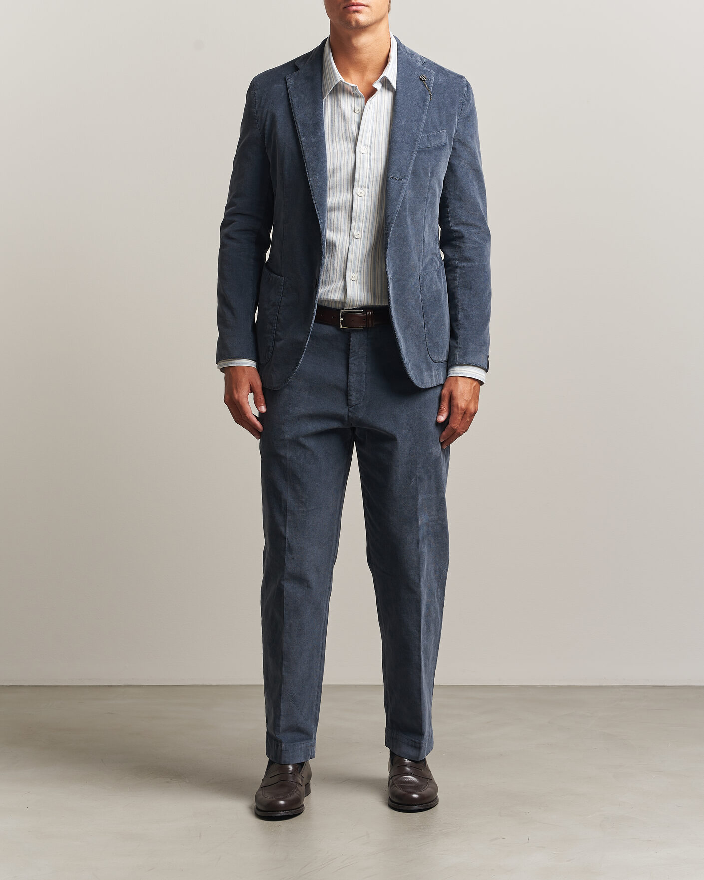 Homme | Pantalons | Santaniello | Corduroy Trousers Iron Blue