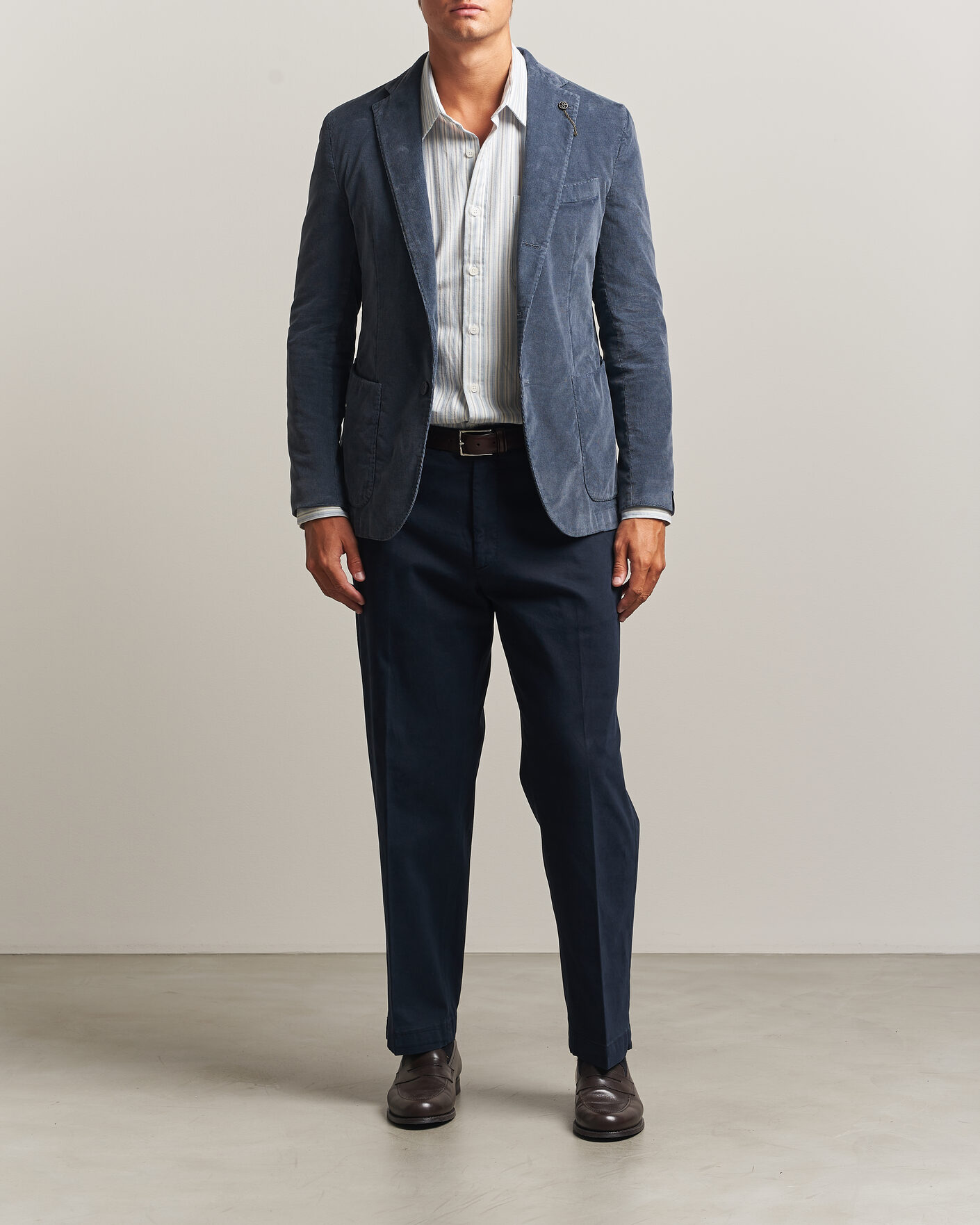 Homme | Pantalons | Santaniello | Washed Cotton Trousers Navy
