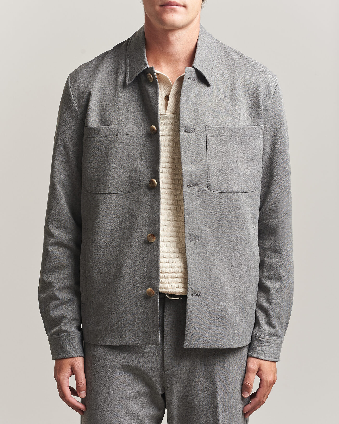 Homme | Chemises | LES DEUX | Marsielle Hybrid Jacket Grey Melange