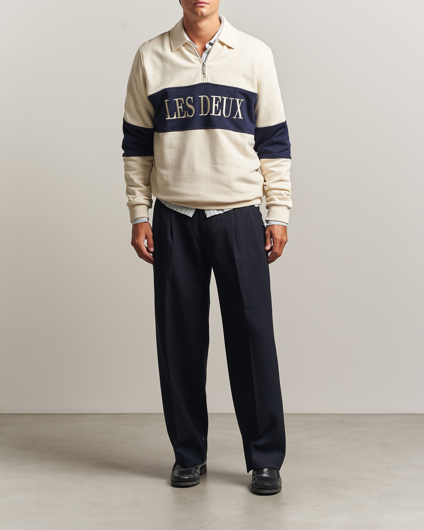 Homme | Pulls Et Tricots | LES DEUX | Zipper Rugby Sweatshirt Ivory