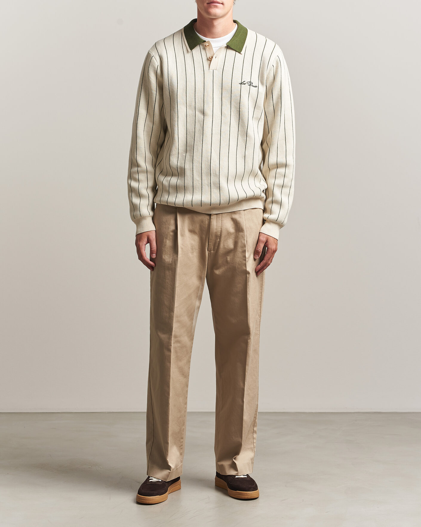 Homme | Pulls Et Tricots | LES DEUX | Signature Knitted Long Sleeve Polo Ivory