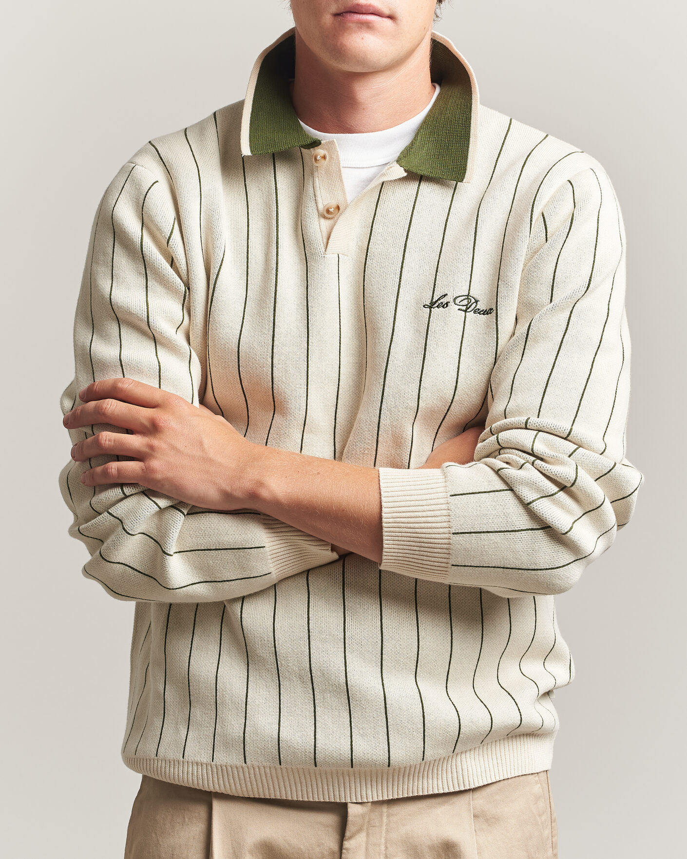 Homme | Pulls Et Tricots | LES DEUX | Signature Knitted Long Sleeve Polo Ivory
