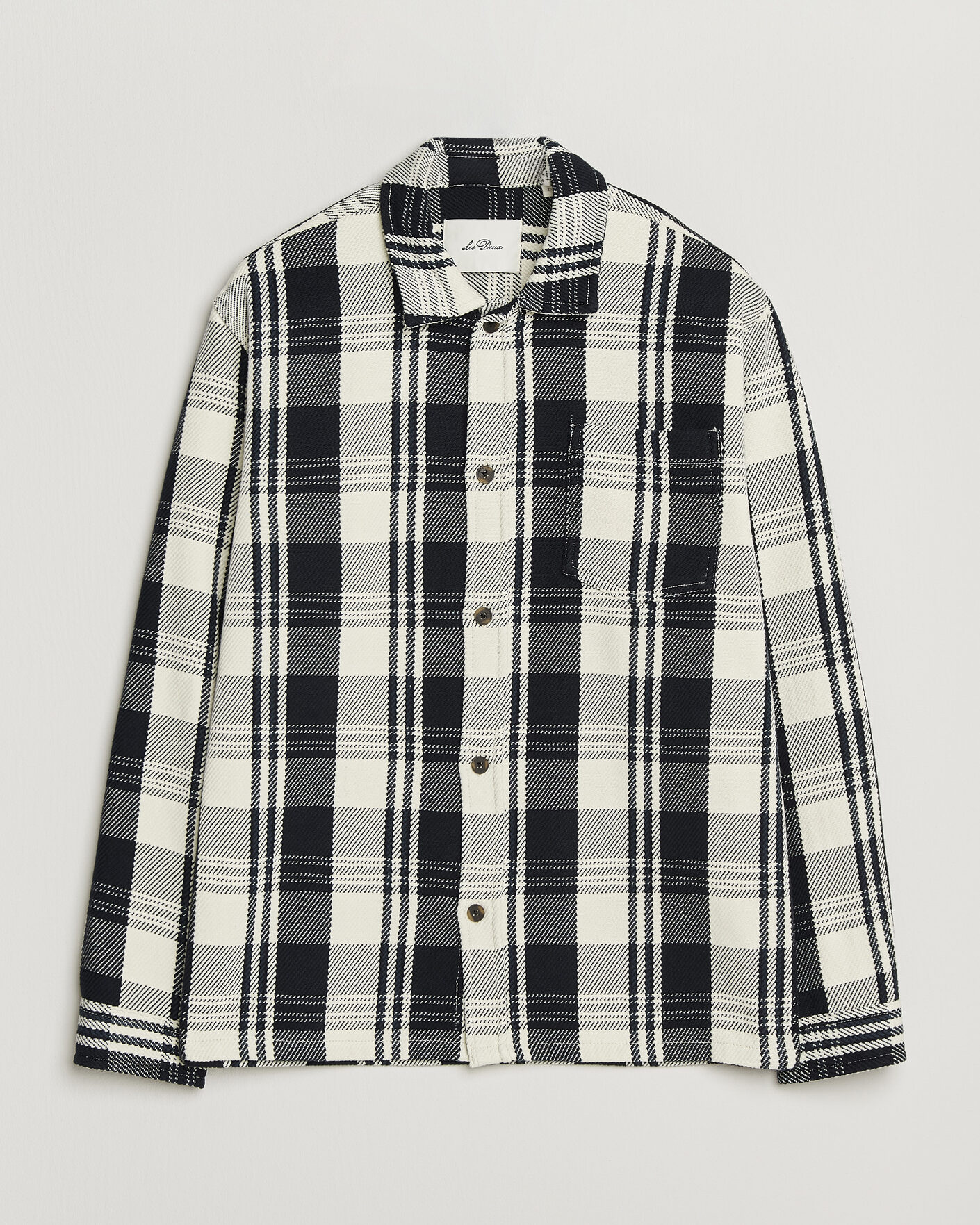 Homme | Chemises | LES DEUX | Structured Check Overshirt Dark Navy