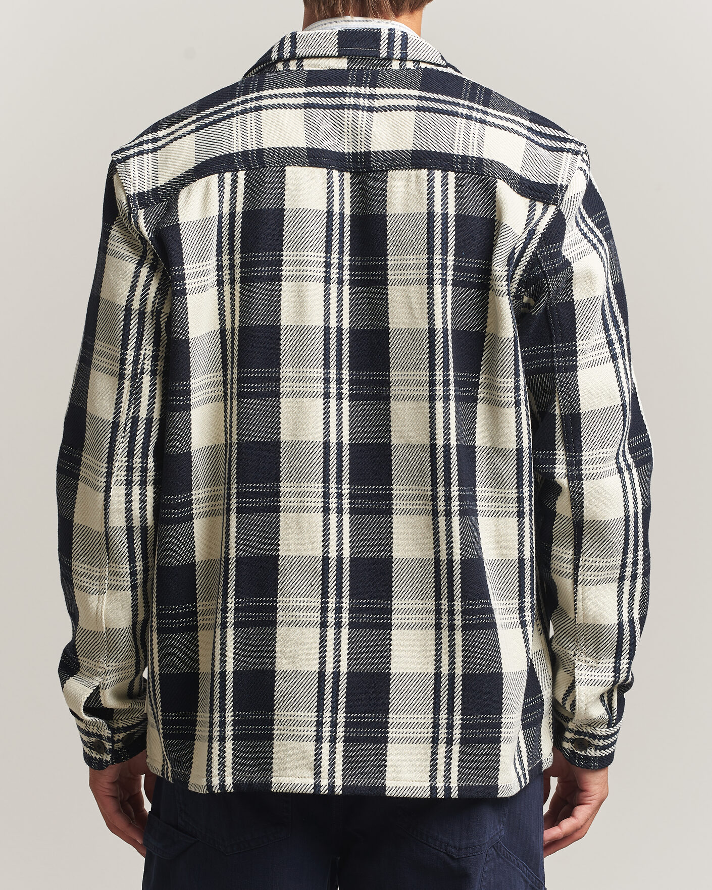 Homme | Chemises | LES DEUX | Structured Check Overshirt Dark Navy