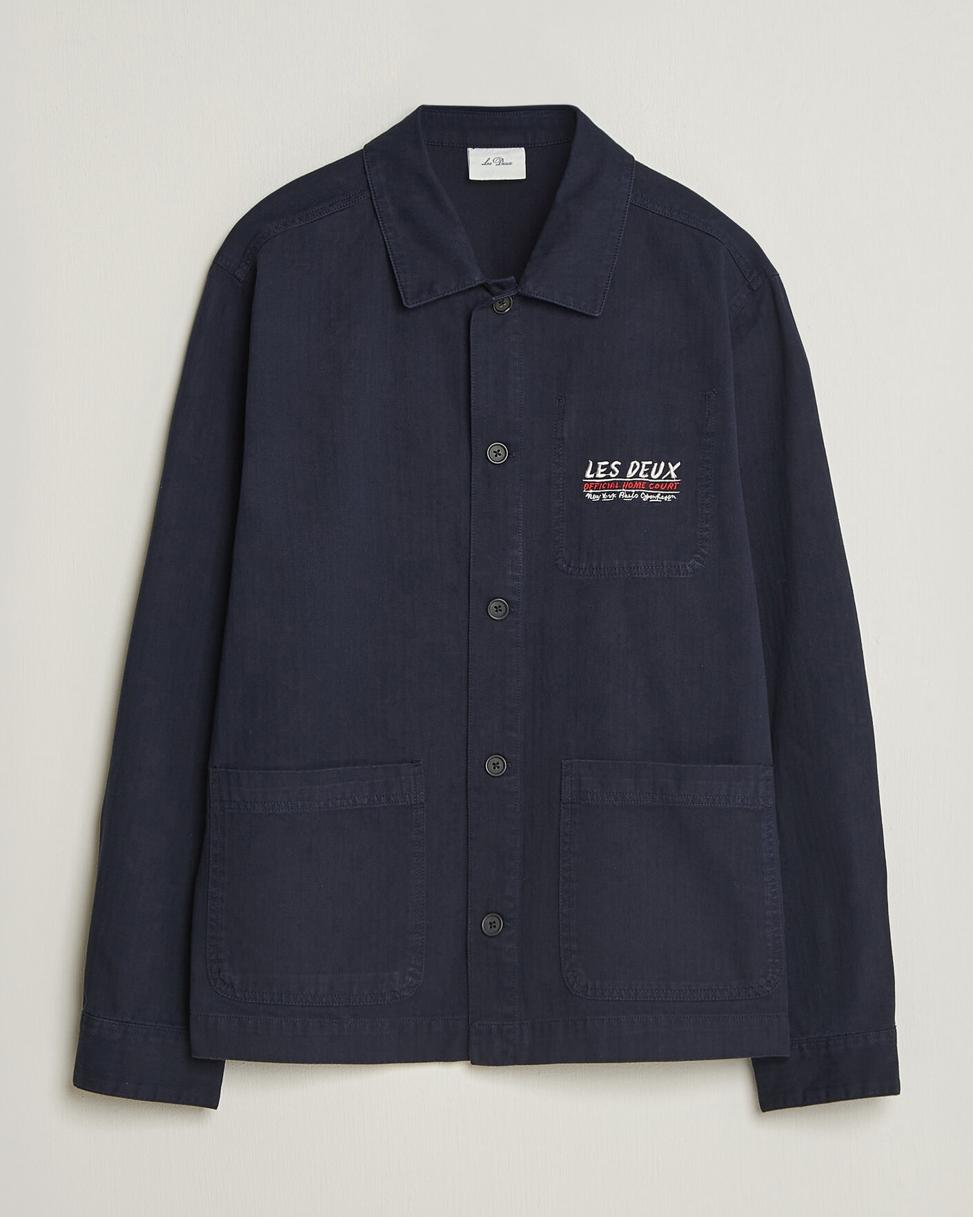 Homme | Chemises | LES DEUX | Herringbone Artist Overshirt Dark Navy