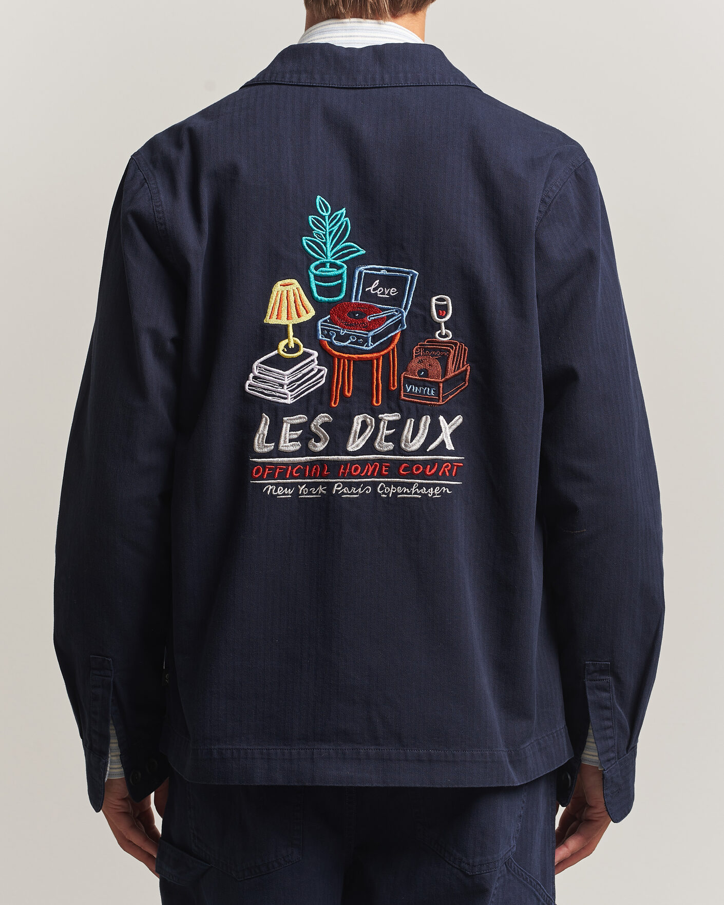 Homme | Chemises | LES DEUX | Herringbone Artist Overshirt Dark Navy