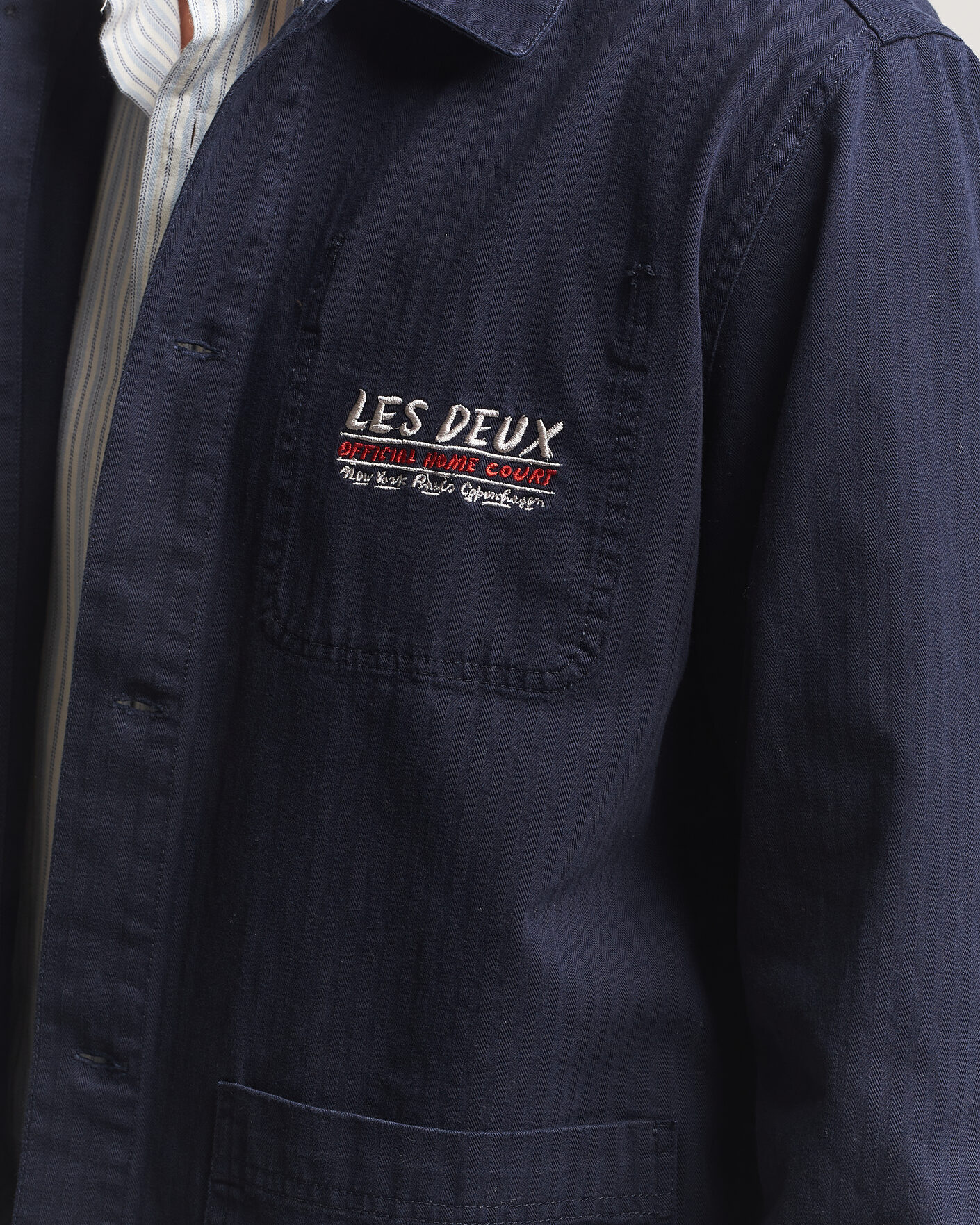 Homme | Chemises | LES DEUX | Herringbone Artist Overshirt Dark Navy