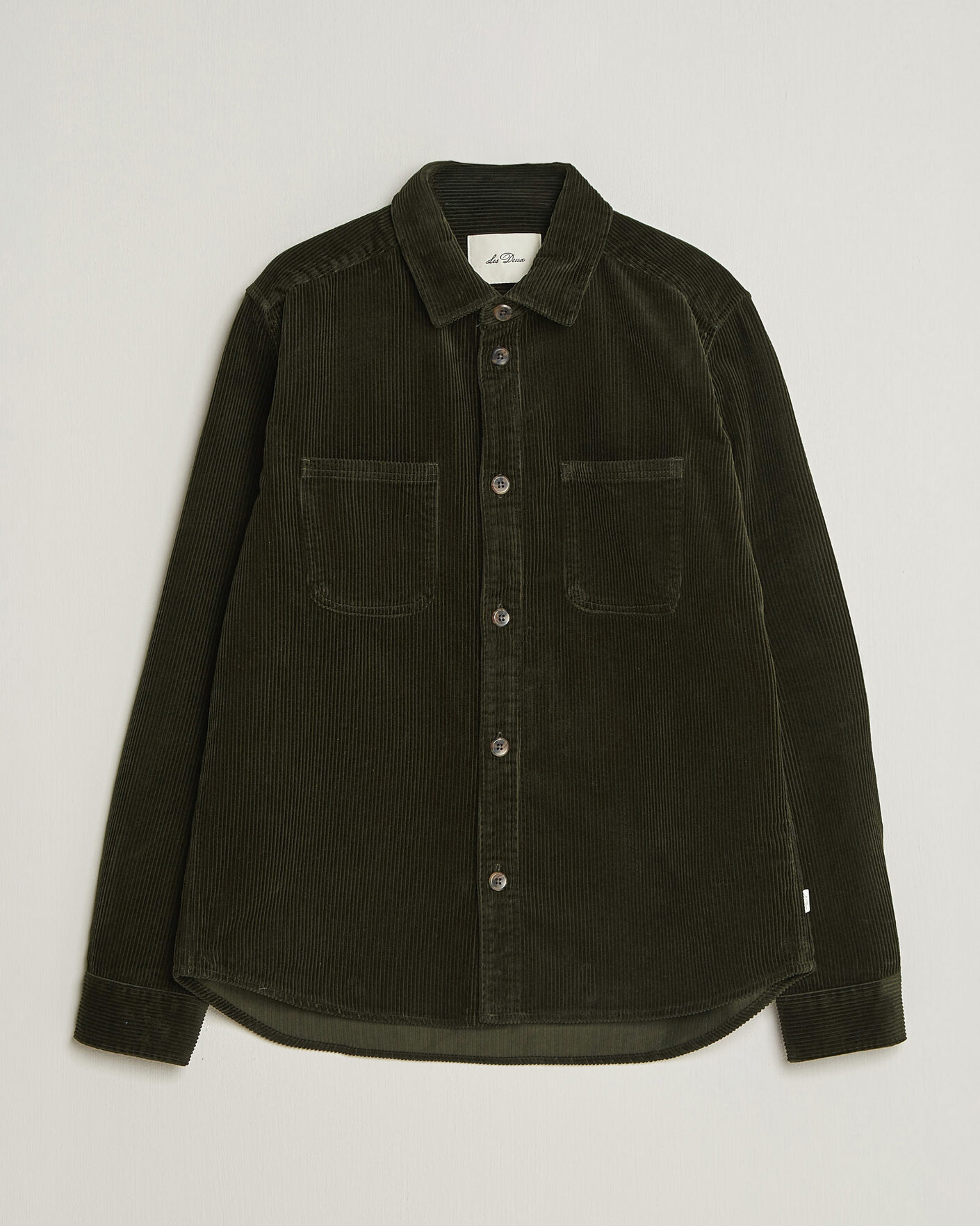 Homme | Chemises | LES DEUX | Corduroy Overshirt Rosin Green