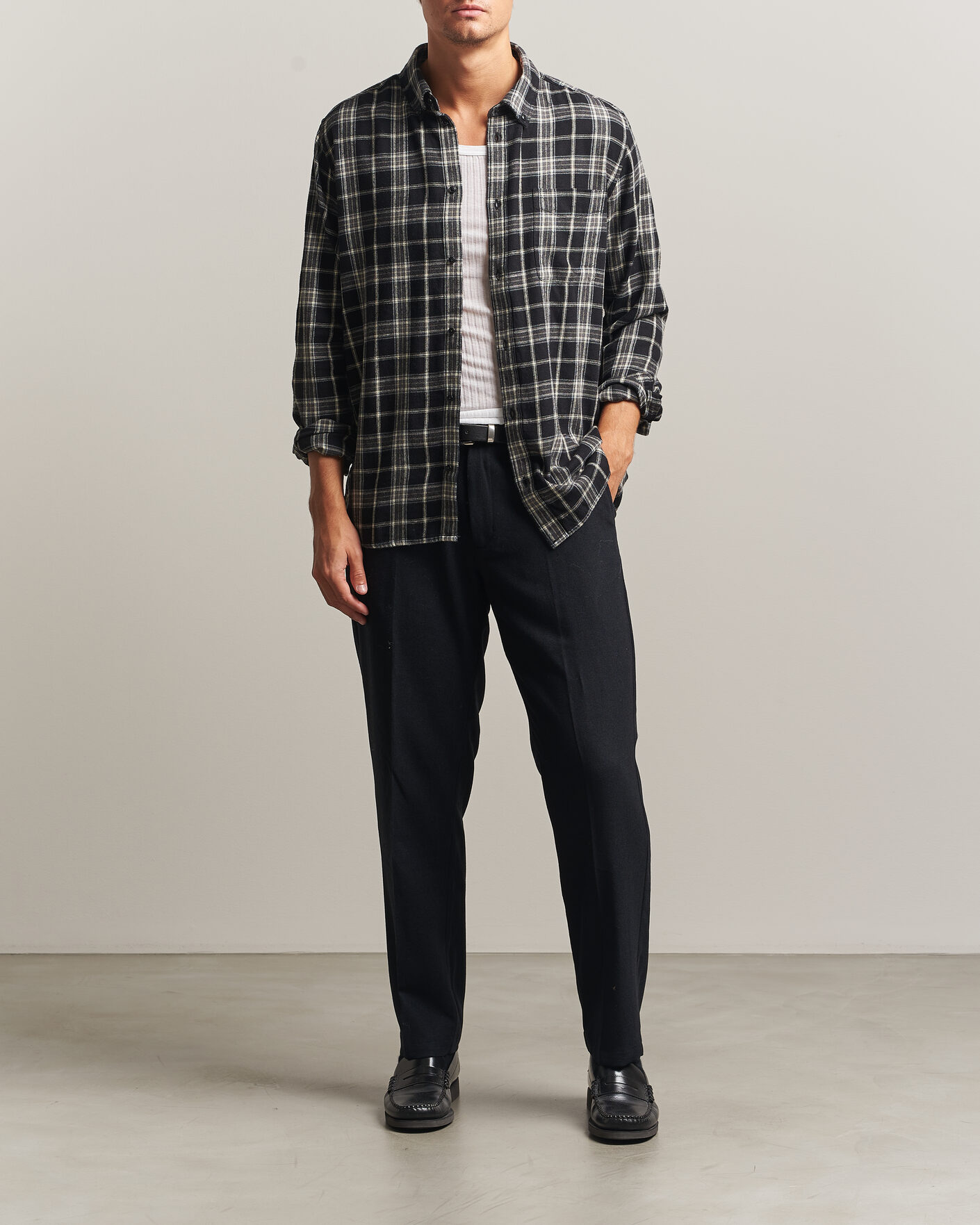 Homme | Chemises | LES DEUX | Vintage Check Shirt Black
