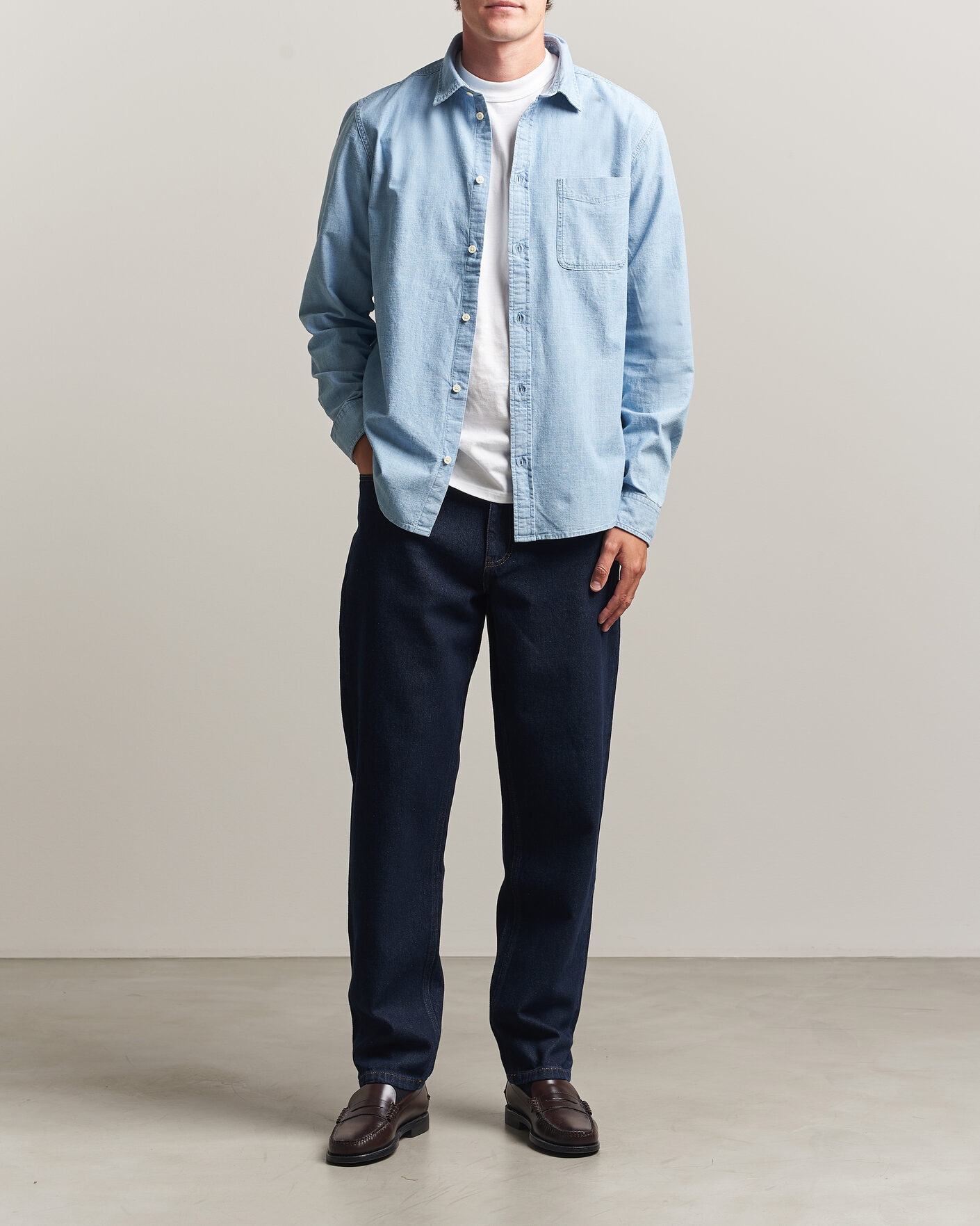 Homme | Chemises | LES DEUX | Chambray Shirt Light Blue Wash