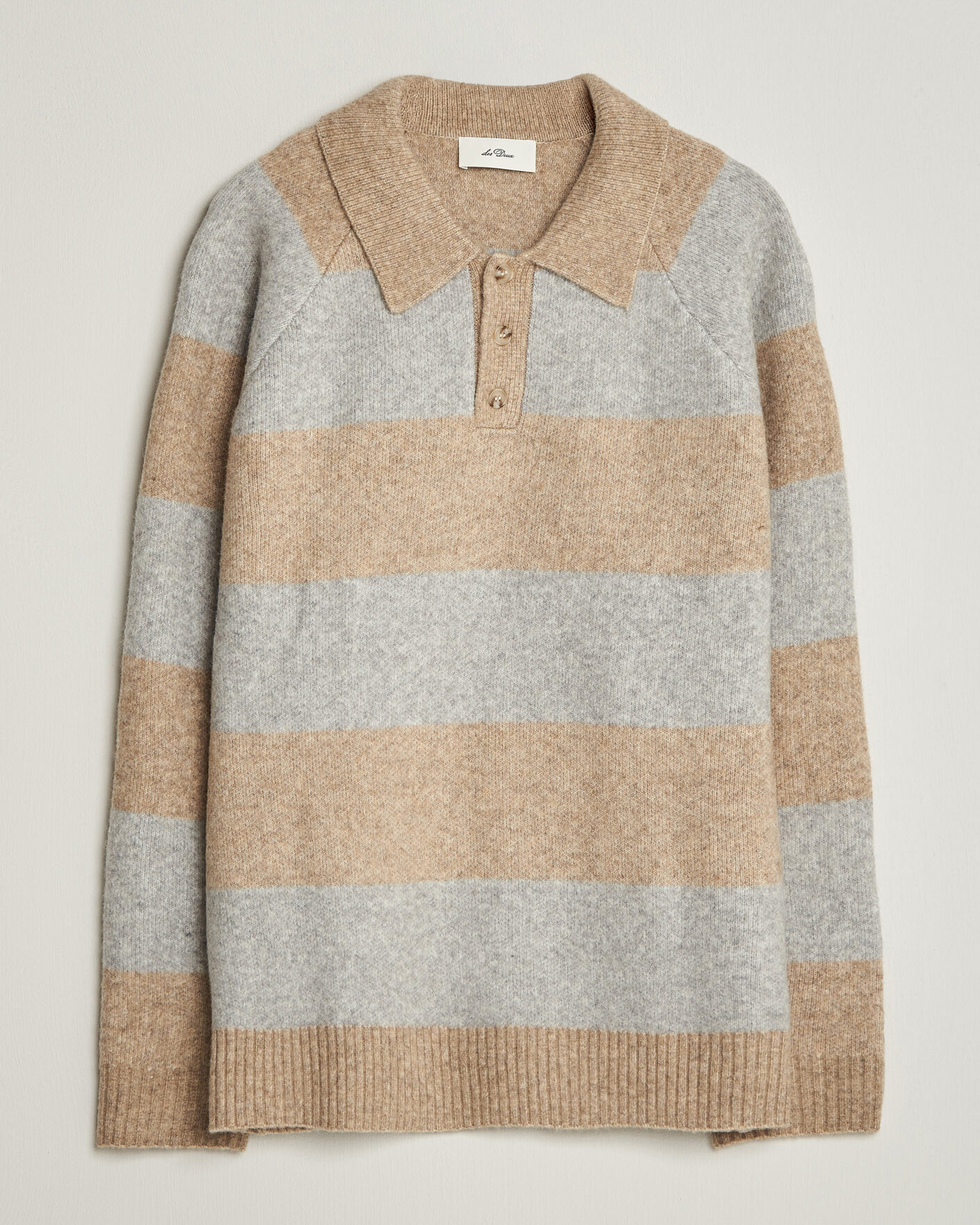 Homme | Pulls Et Tricots | LES DEUX | Striped Melange Knit Polo Light Sand Melange